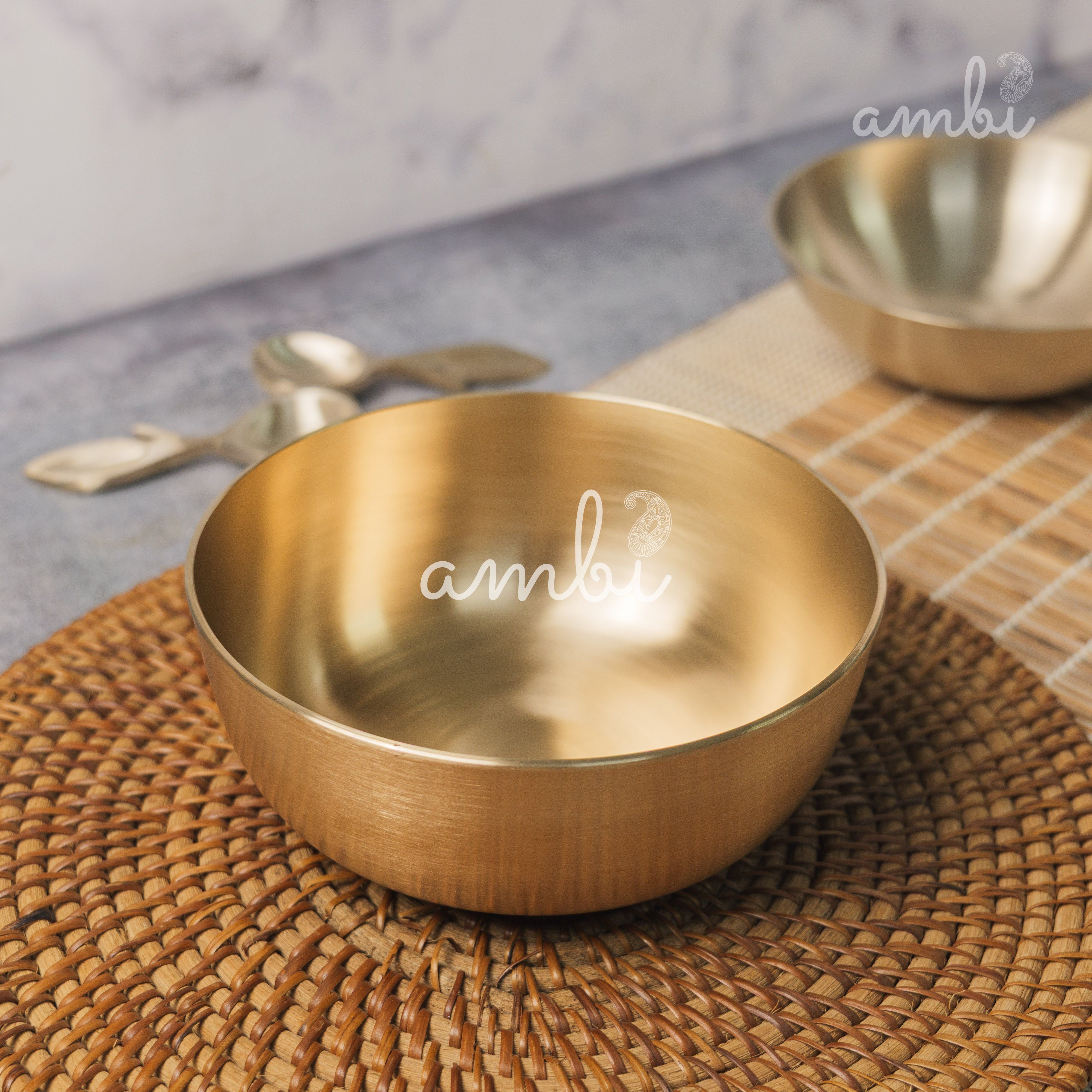 AMBI Pure 100% Lead Free Kansa Elegant Medium Serving Bowl Deep - 6.5 Inch Bowl - 950 ML