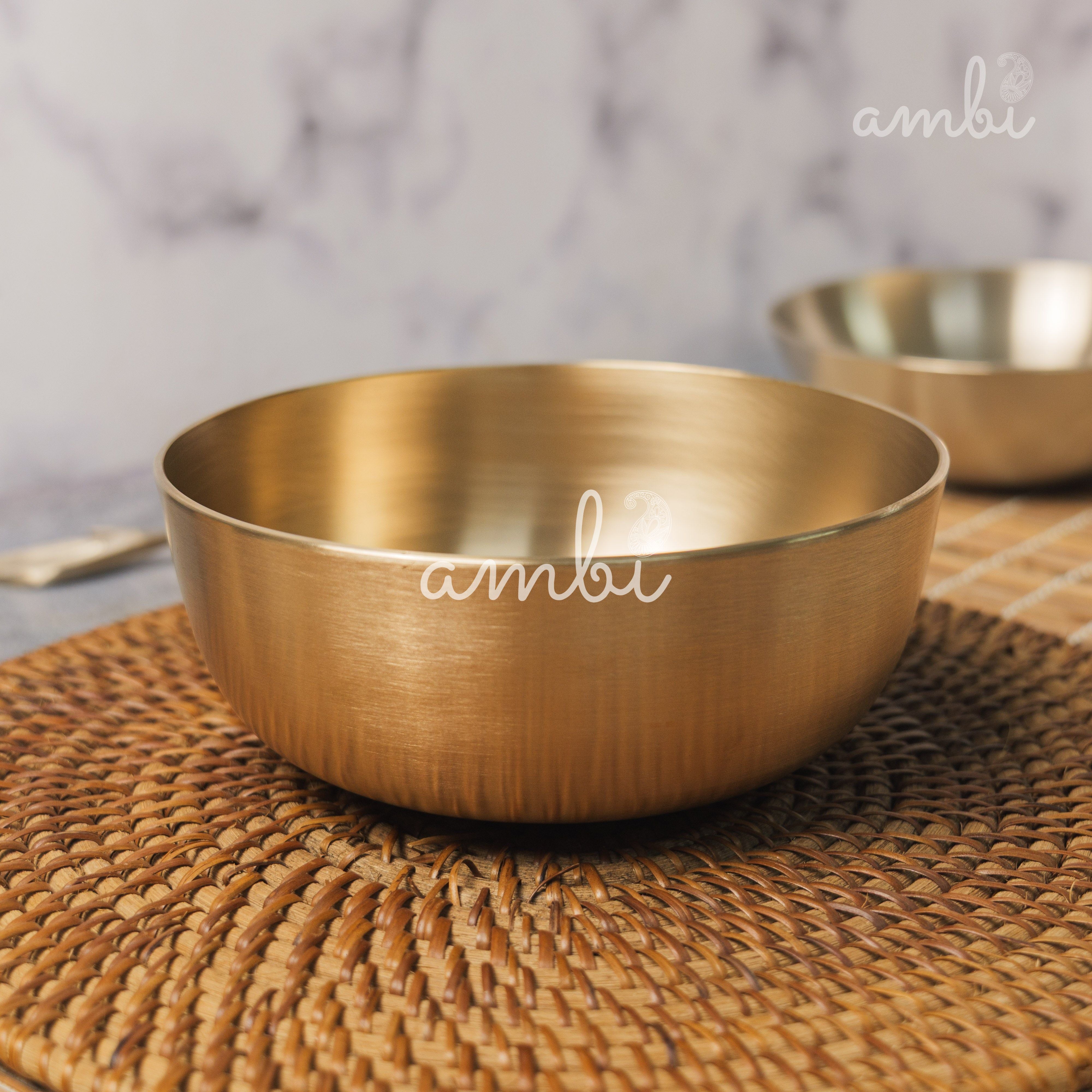 AMBI Pure 100% Lead Free Kansa Elegant Medium Serving Bowl Deep - 6.5 Inch Bowl - 950 ML