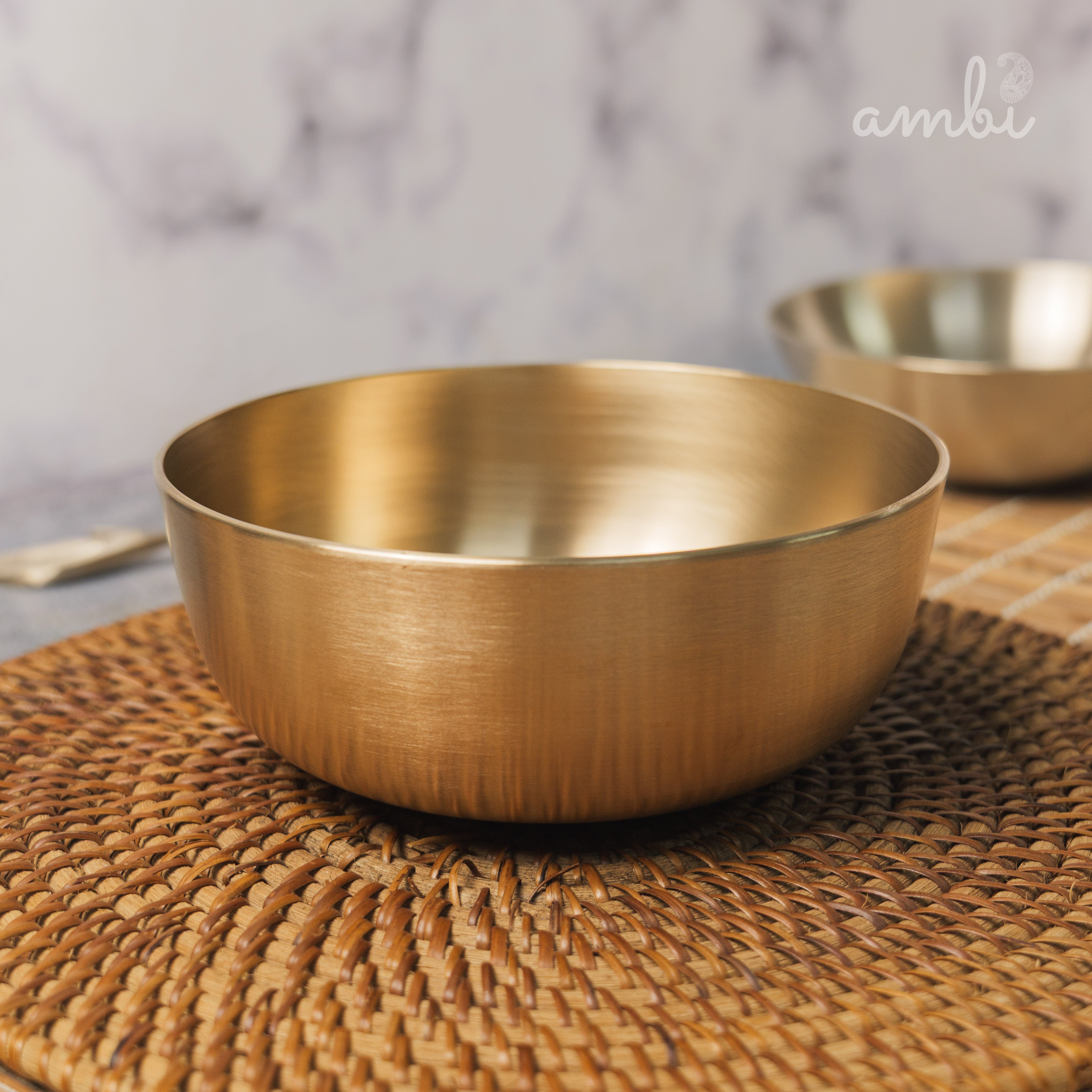 AMBI Pure 100% Lead Free Kansa Elegant Medium Serving Bowl Deep - 6.5 Inch Bowl - 950 ML
