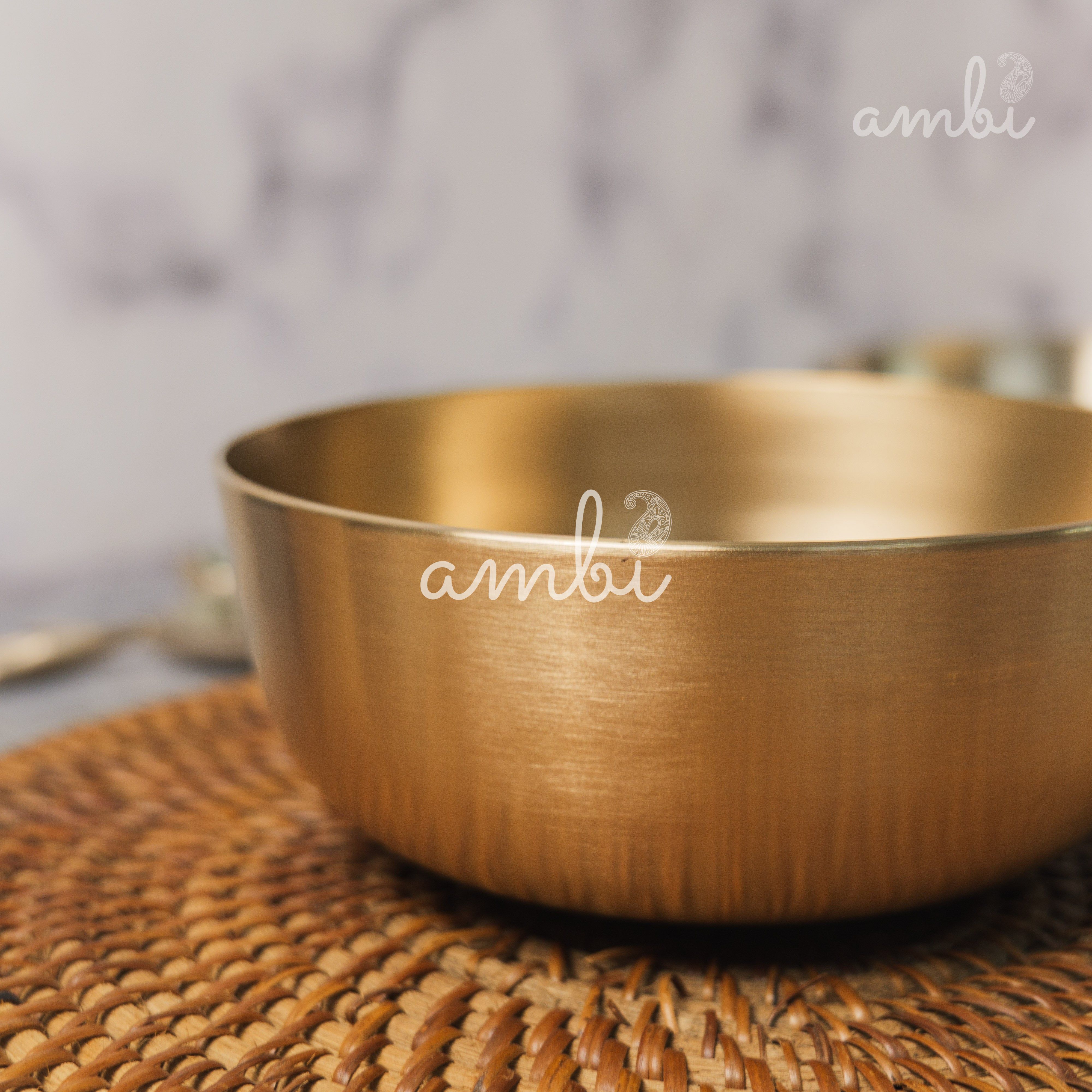 AMBI Pure 100% Lead Free Kansa Elegant Medium Serving Bowl Deep - 6.5 Inch Bowl - 950 ML