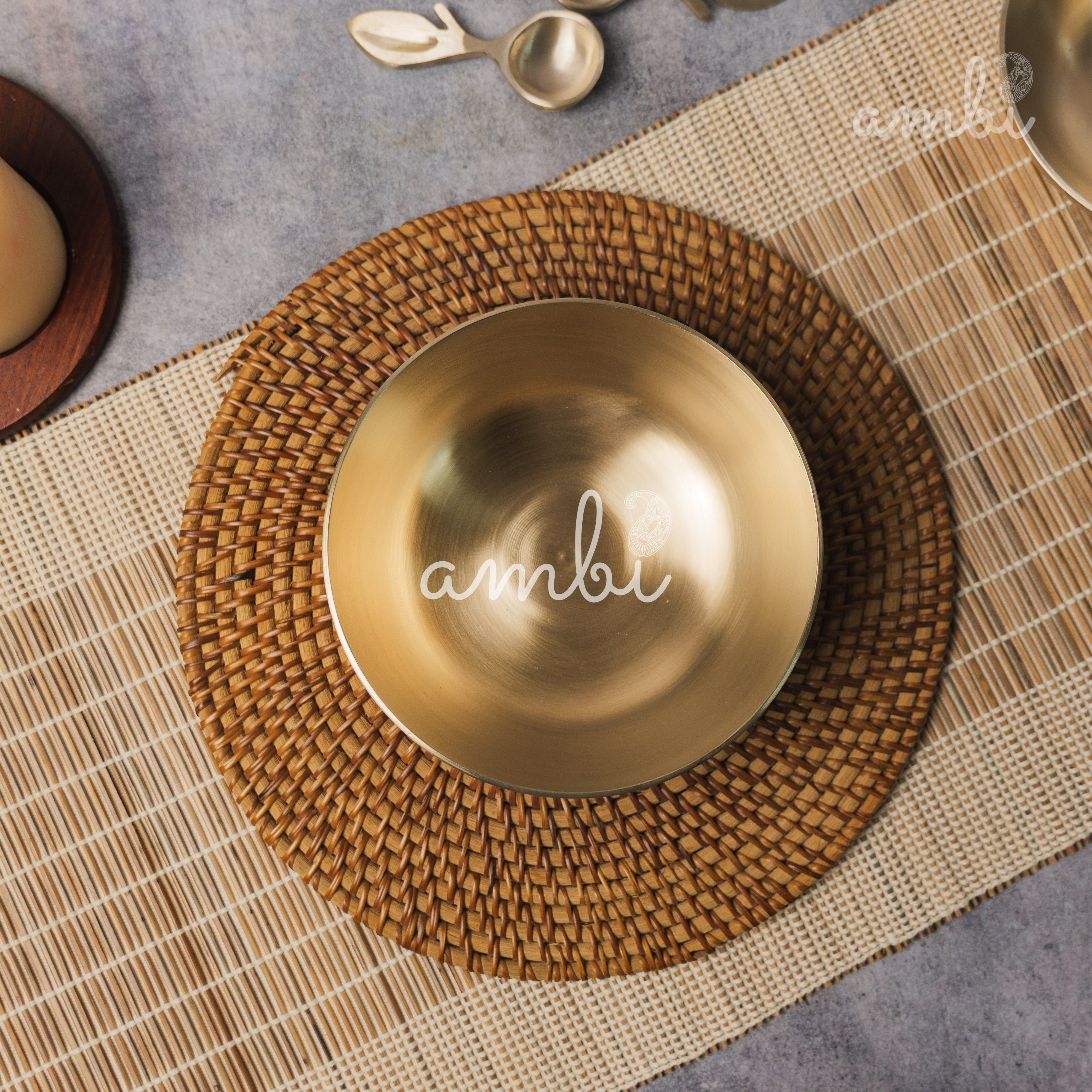 AMBI Pure 100% Lead Free Kansa Elegant Medium Serving Bowl Deep - 6.5 Inch Bowl - 950 ML