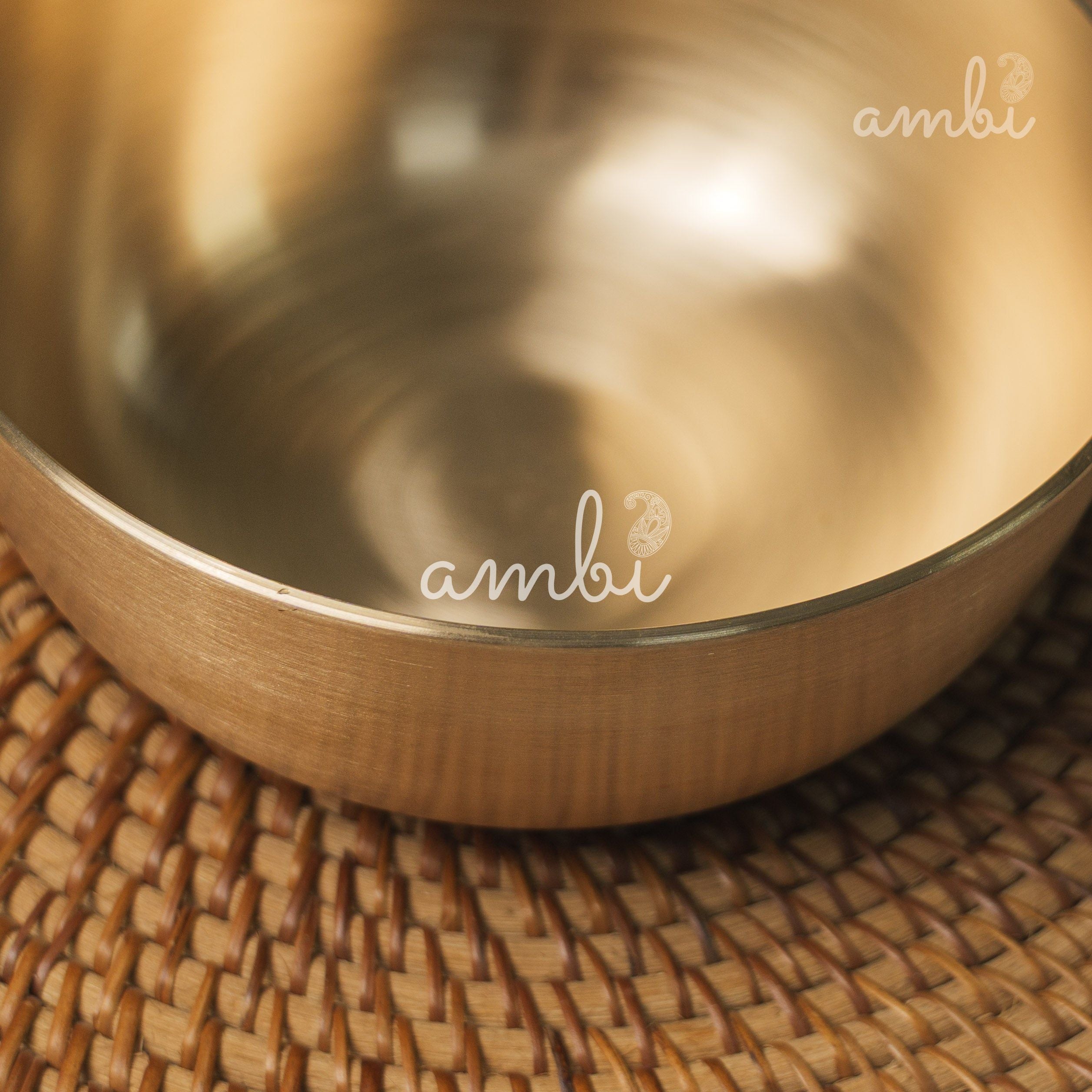 AMBI Pure 100% Lead Free Kansa Elegant Medium Serving Bowl Deep - 6.5 Inch Bowl - 950 ML