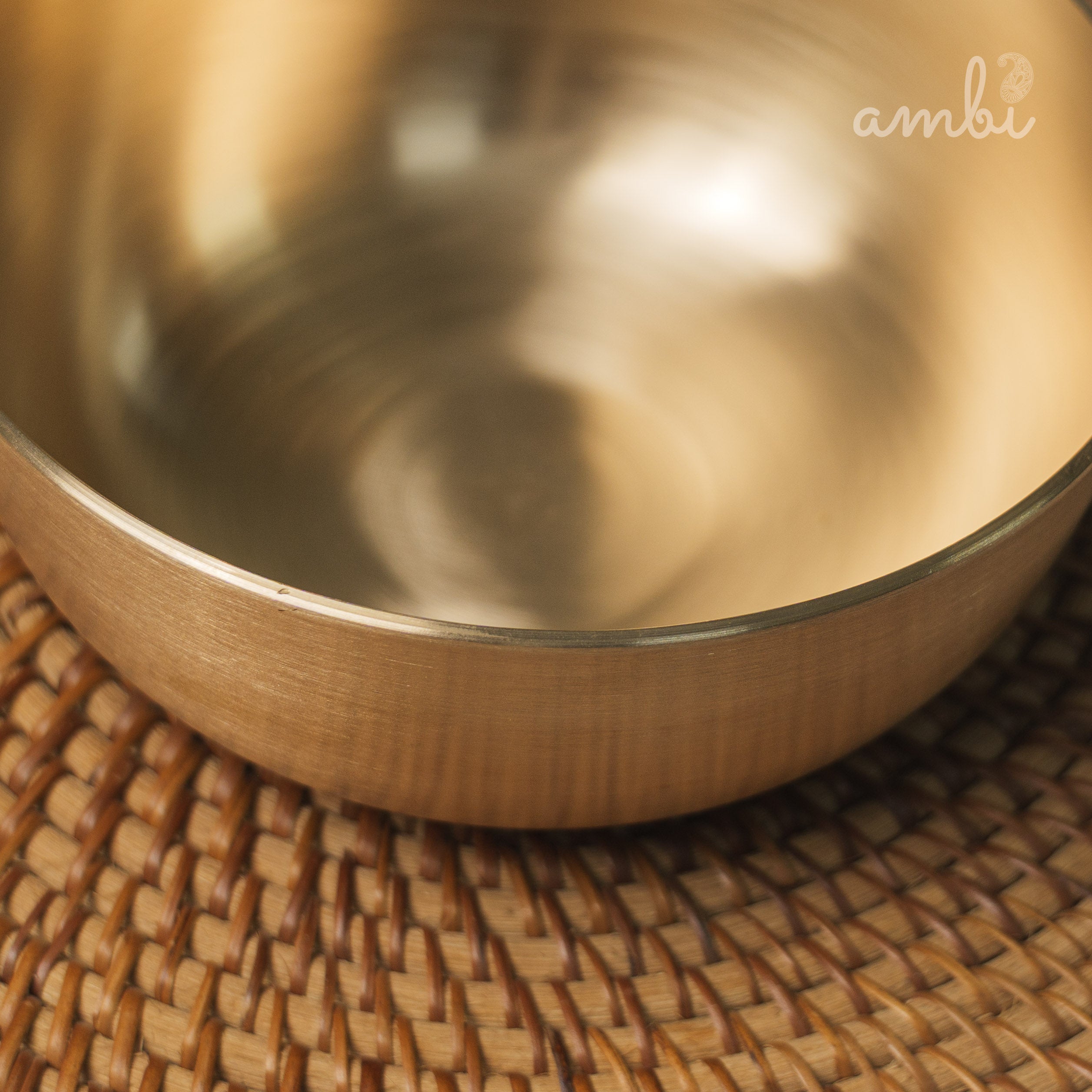 AMBI Pure 100% Lead Free Kansa Elegant Medium Serving Bowl Deep - 6.5 Inch Bowl - 950 ML