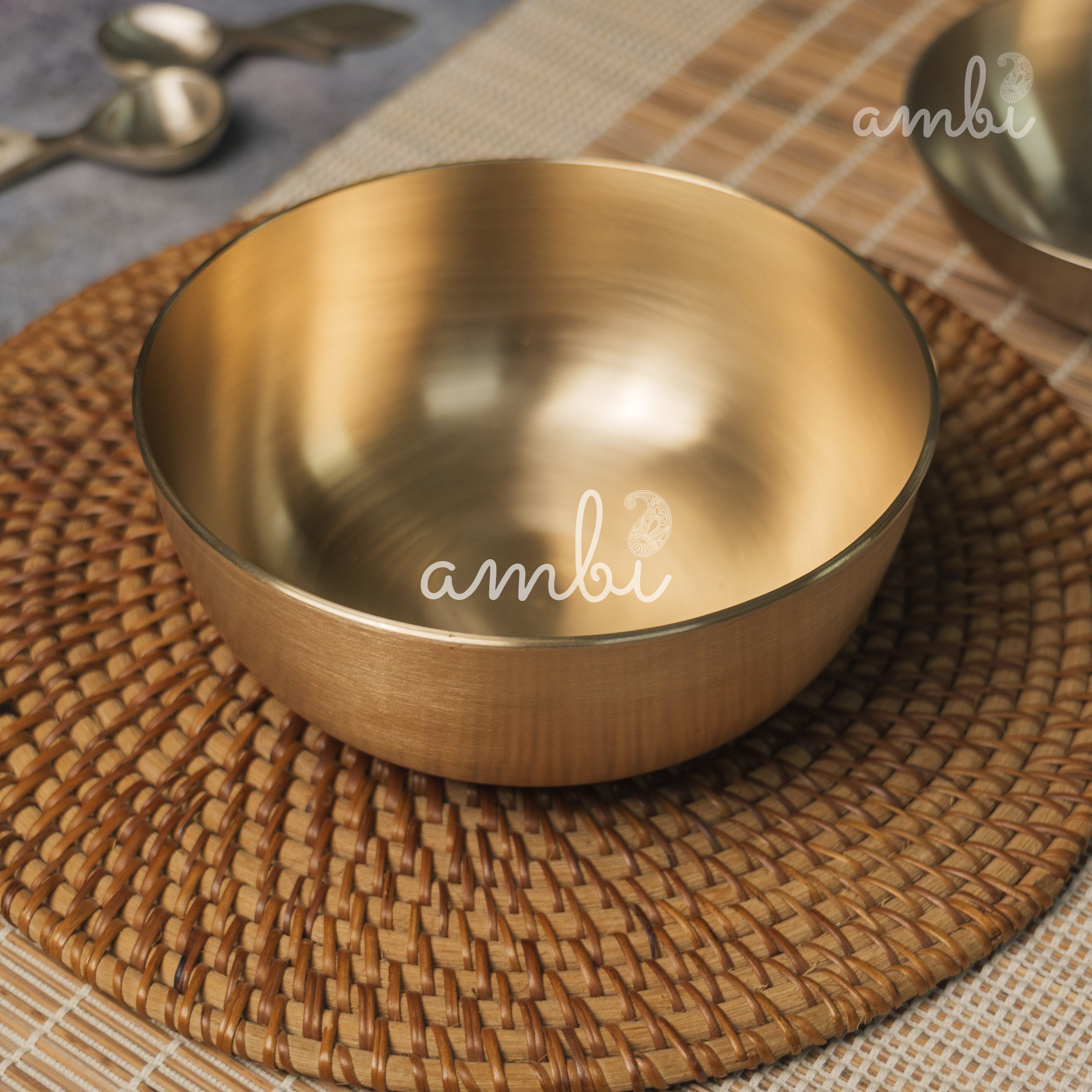 AMBI Pure 100% Lead Free Kansa Elegant Medium Serving Bowl Deep - 6.5 Inch Bowl - 950 ML