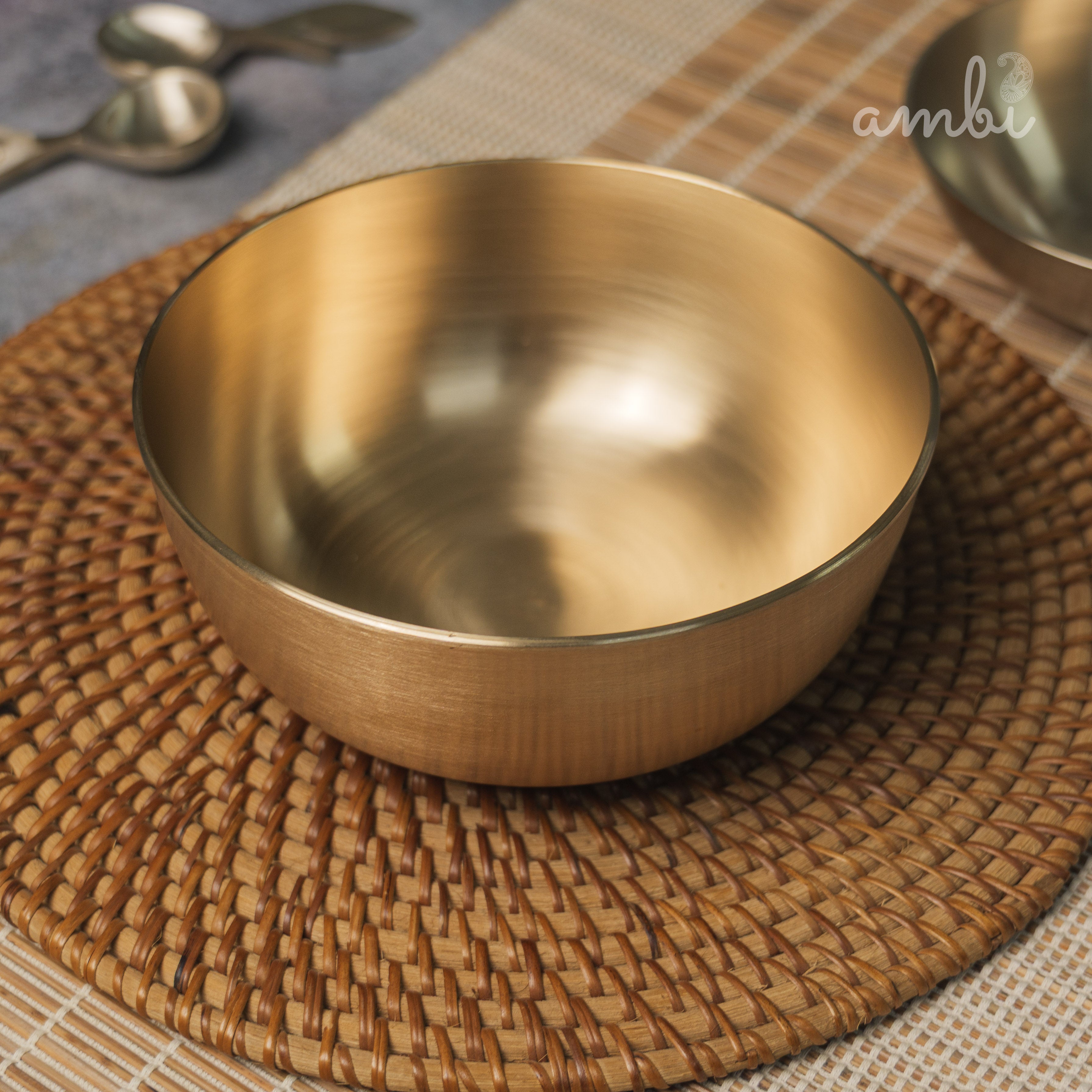 AMBI Pure 100% Lead Free Kansa Elegant Medium Serving Bowl Deep - 6.5 Inch Bowl - 950 ML