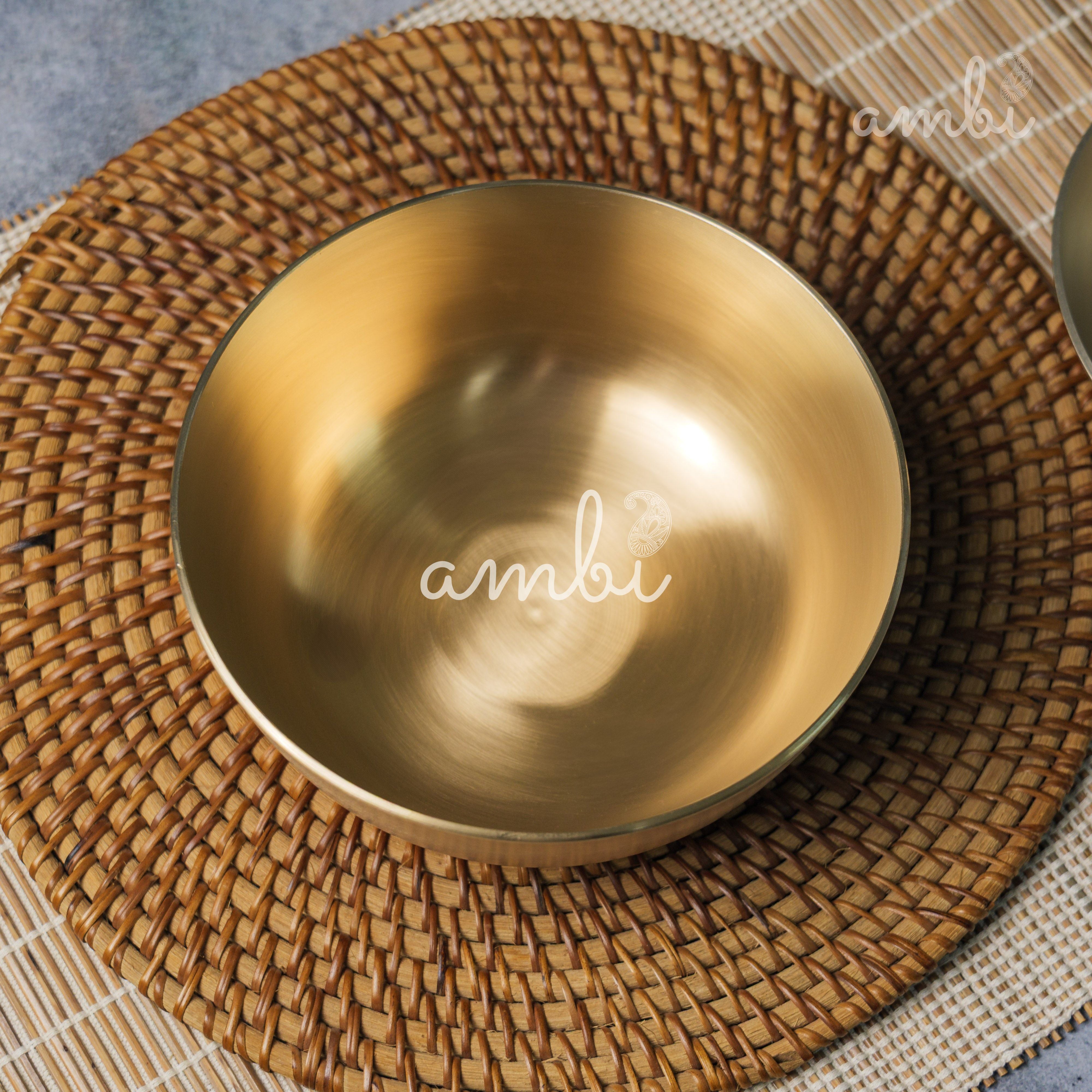 AMBI Pure 100% Lead Free Kansa Elegant Medium Serving Bowl Deep - 6.5 Inch Bowl - 950 ML