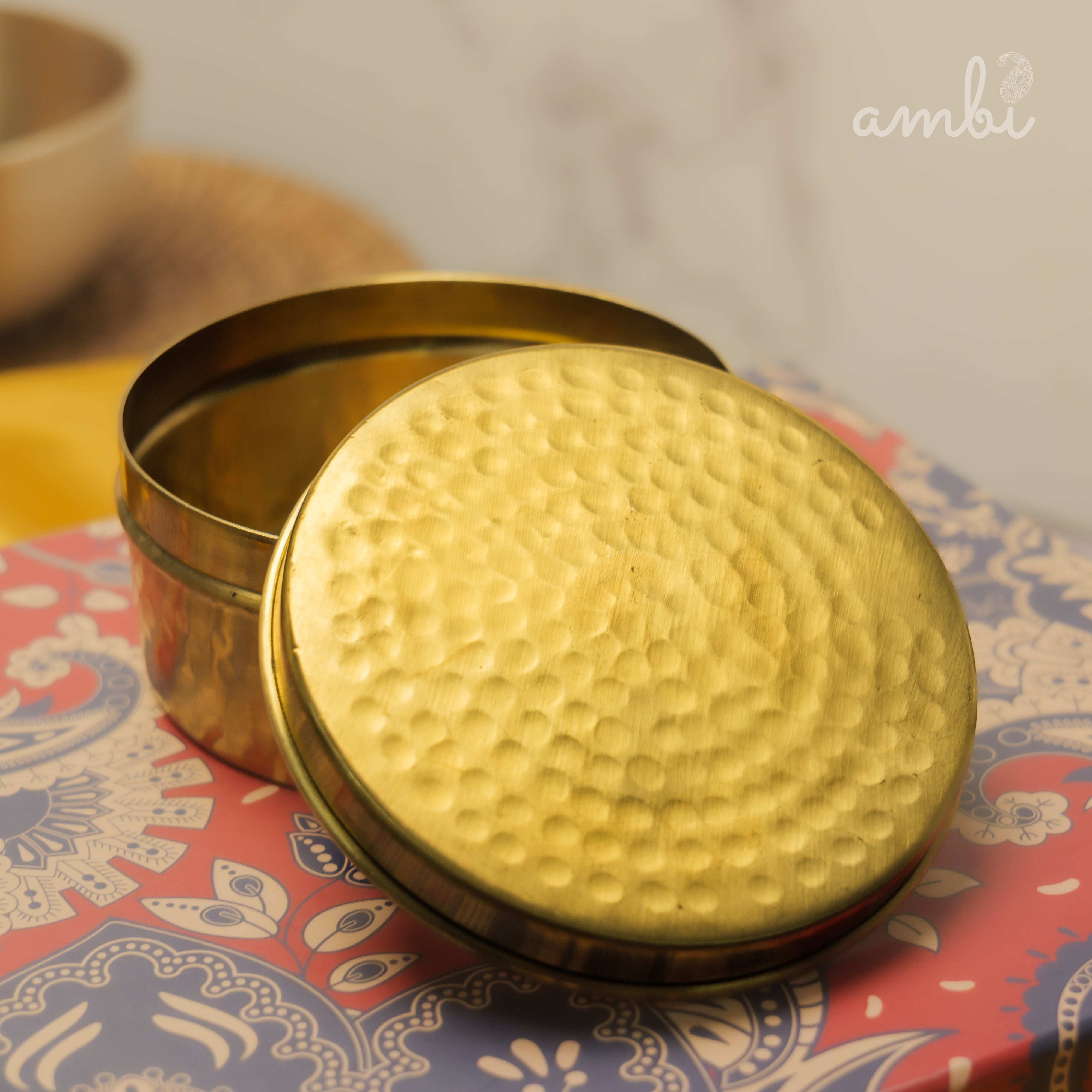 Ambi Gift of Elegance : 2 Pure Brass Hammered Storage Box