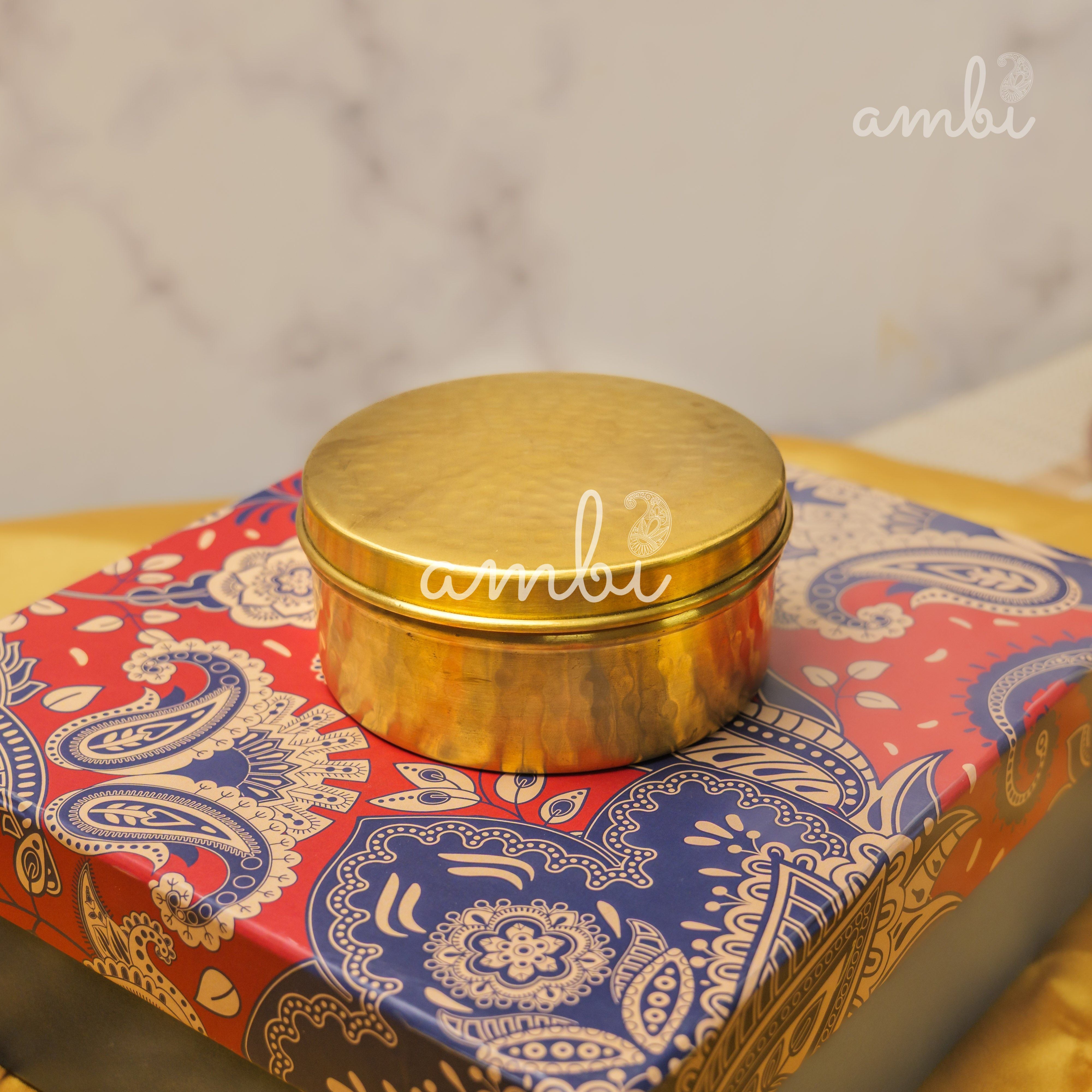 Ambi Gift of Elegance : 2 Pure Brass Hammered Storage Box