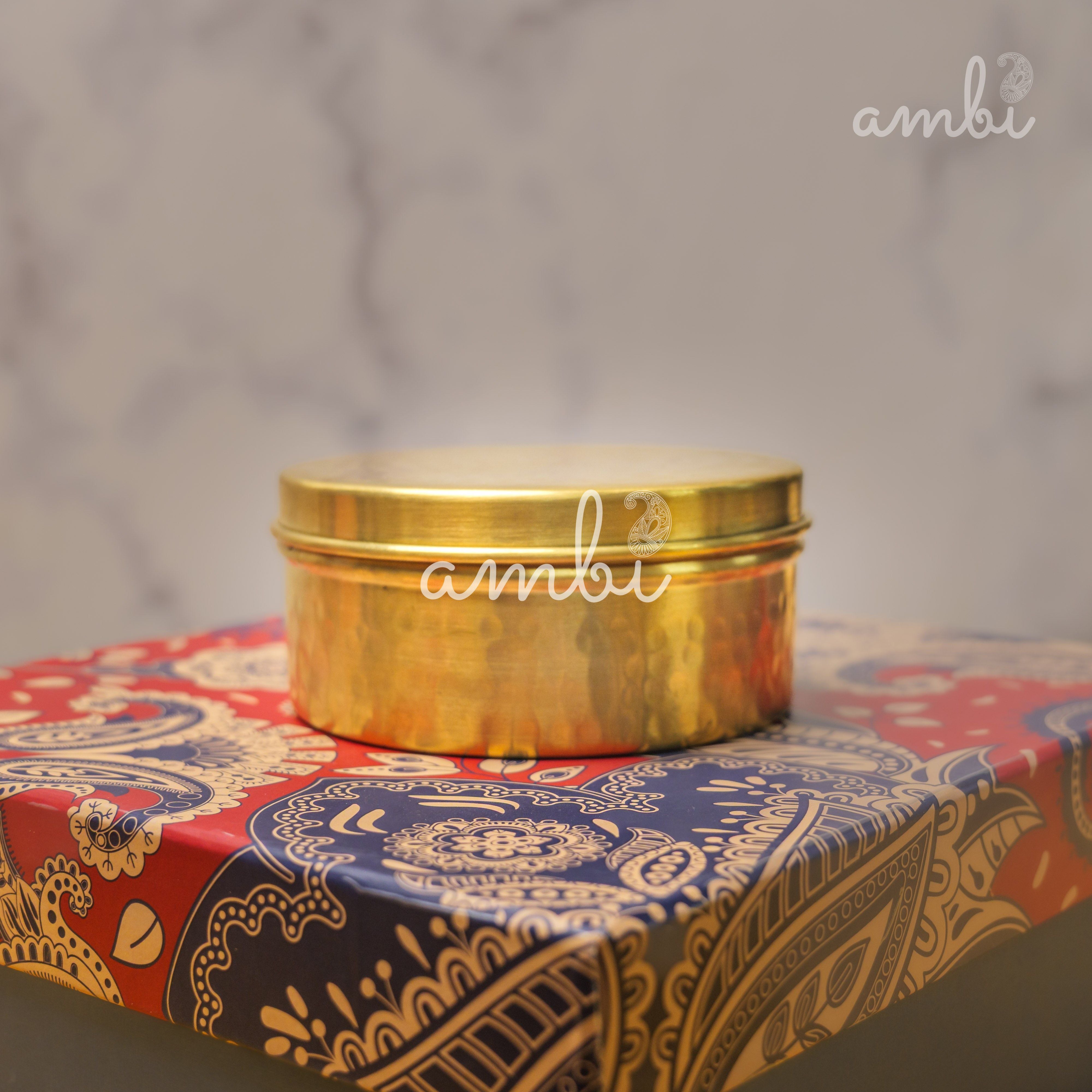 Ambi Gift of Elegance : 2 Pure Brass Hammered Storage Box