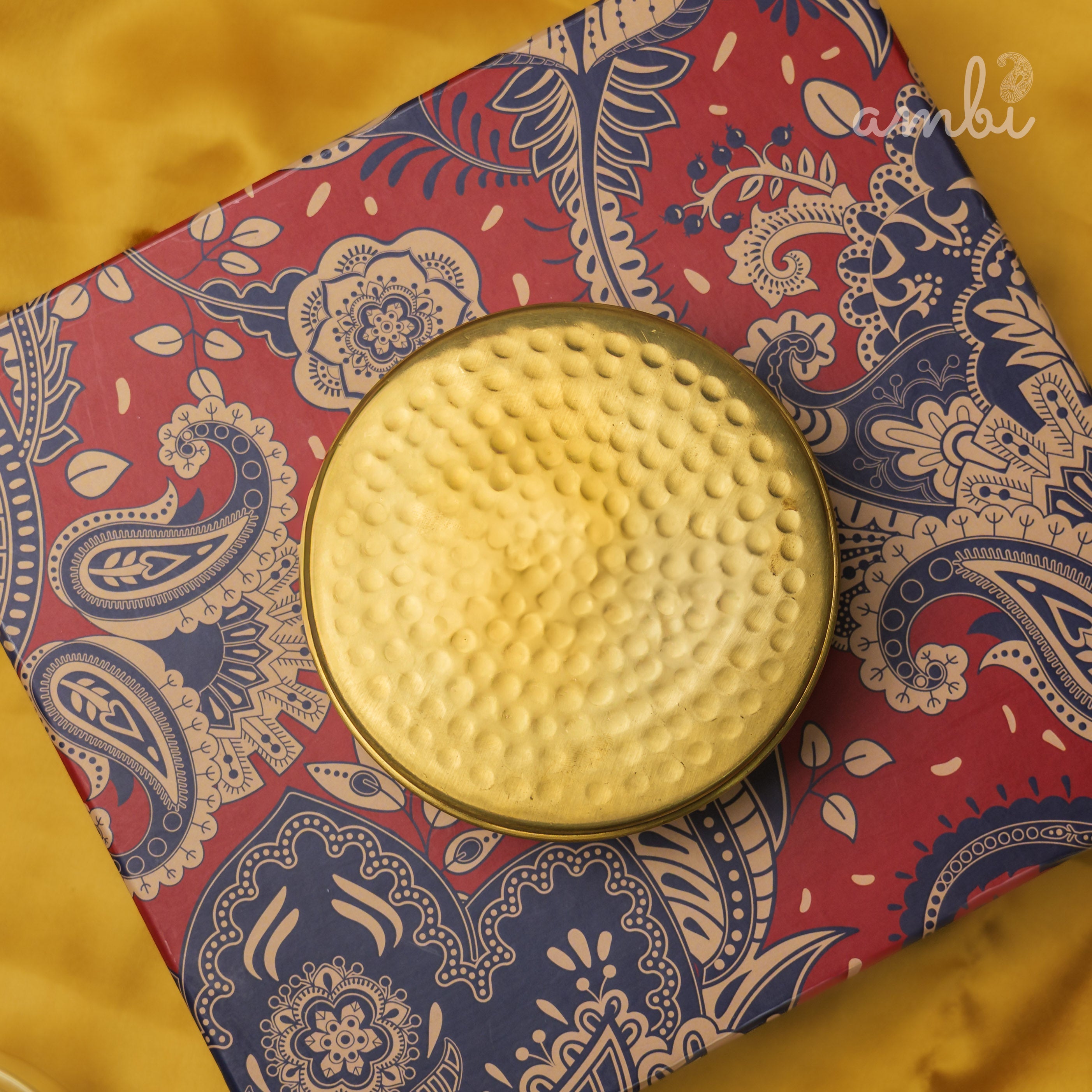 Ambi Gift of Elegance : 2 Pure Brass Hammered Storage Box