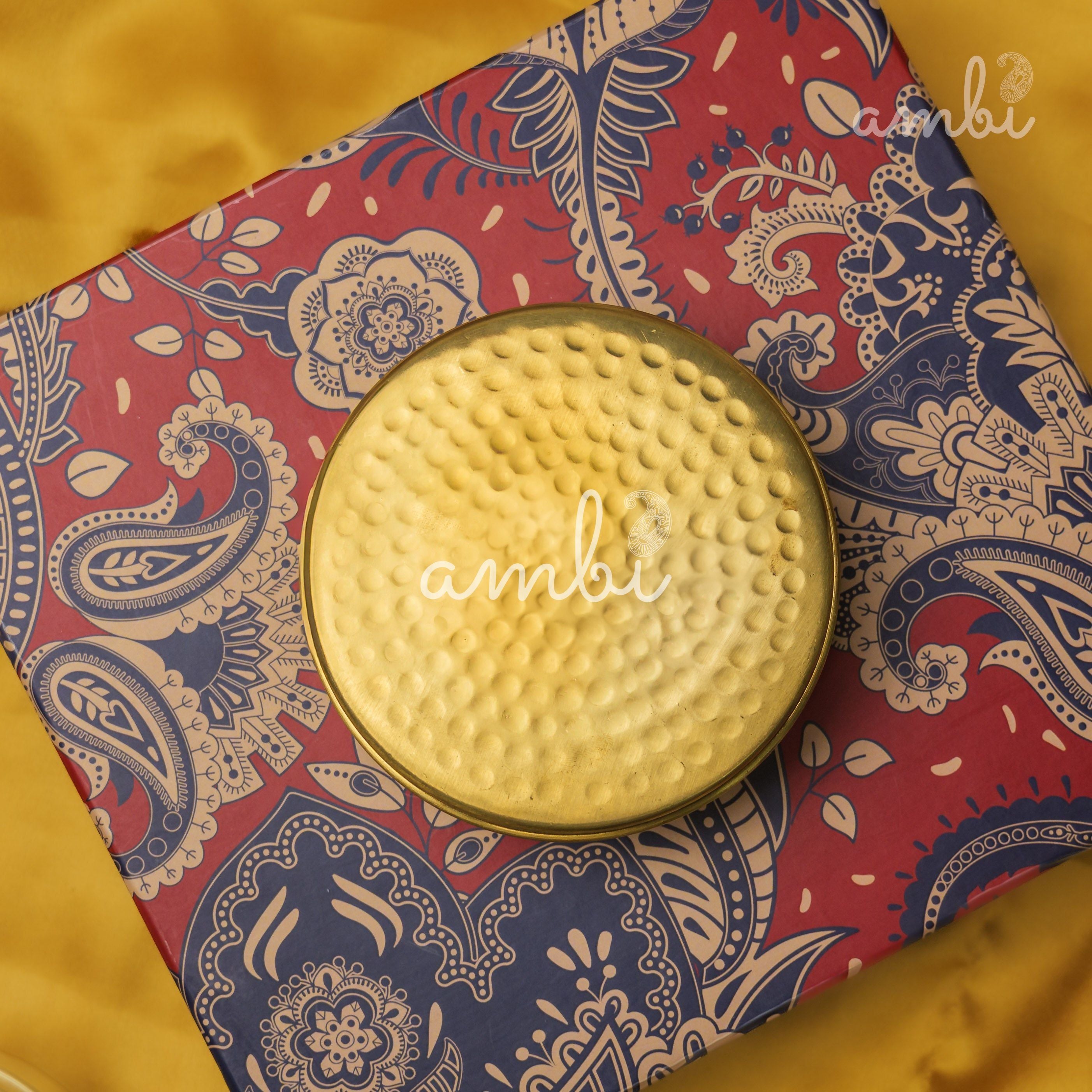 Ambi Gift of Elegance : 2 Pure Brass Hammered Storage Box
