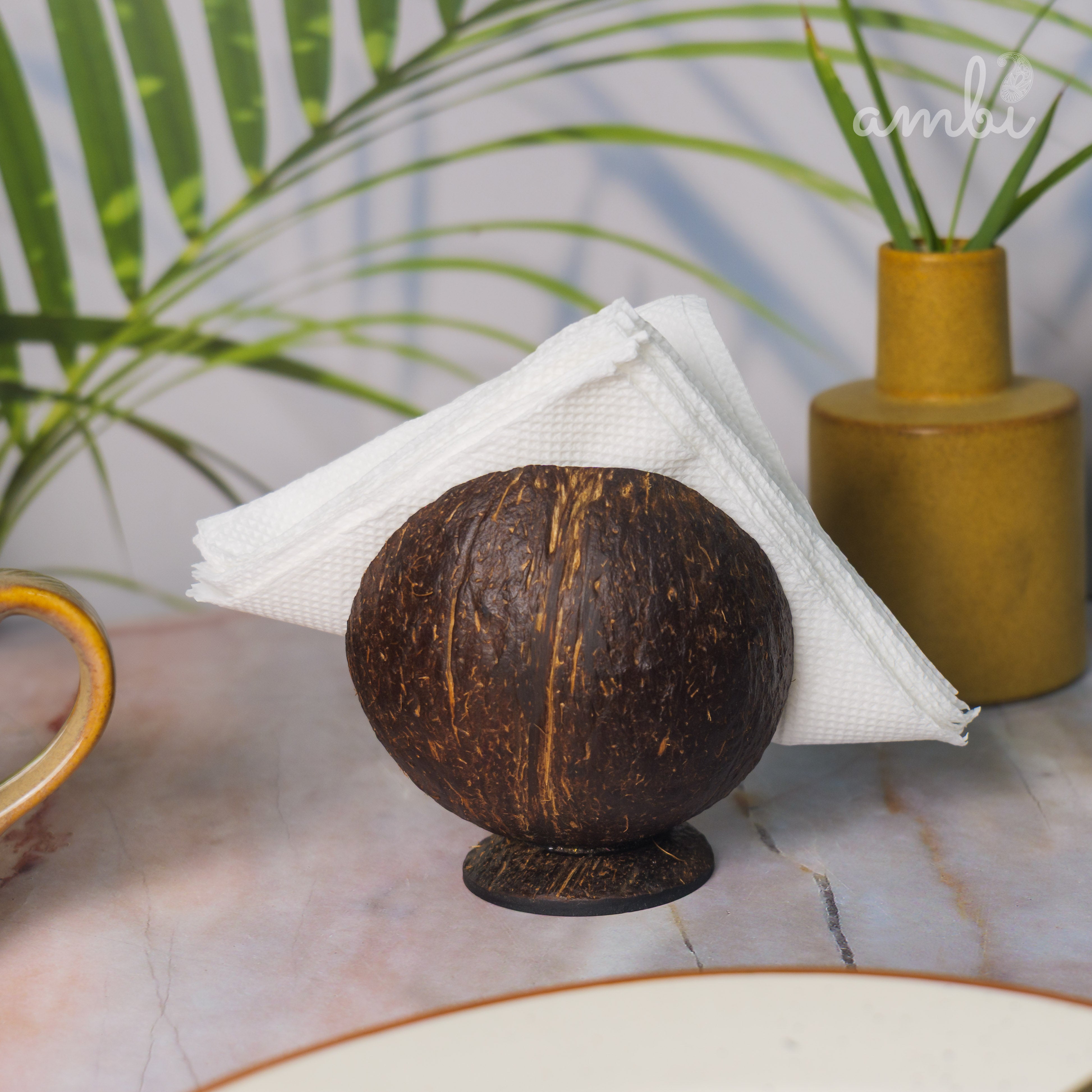 Coconut Shell Tissue Paper Holder — Handcrafted & Eco-Friendly