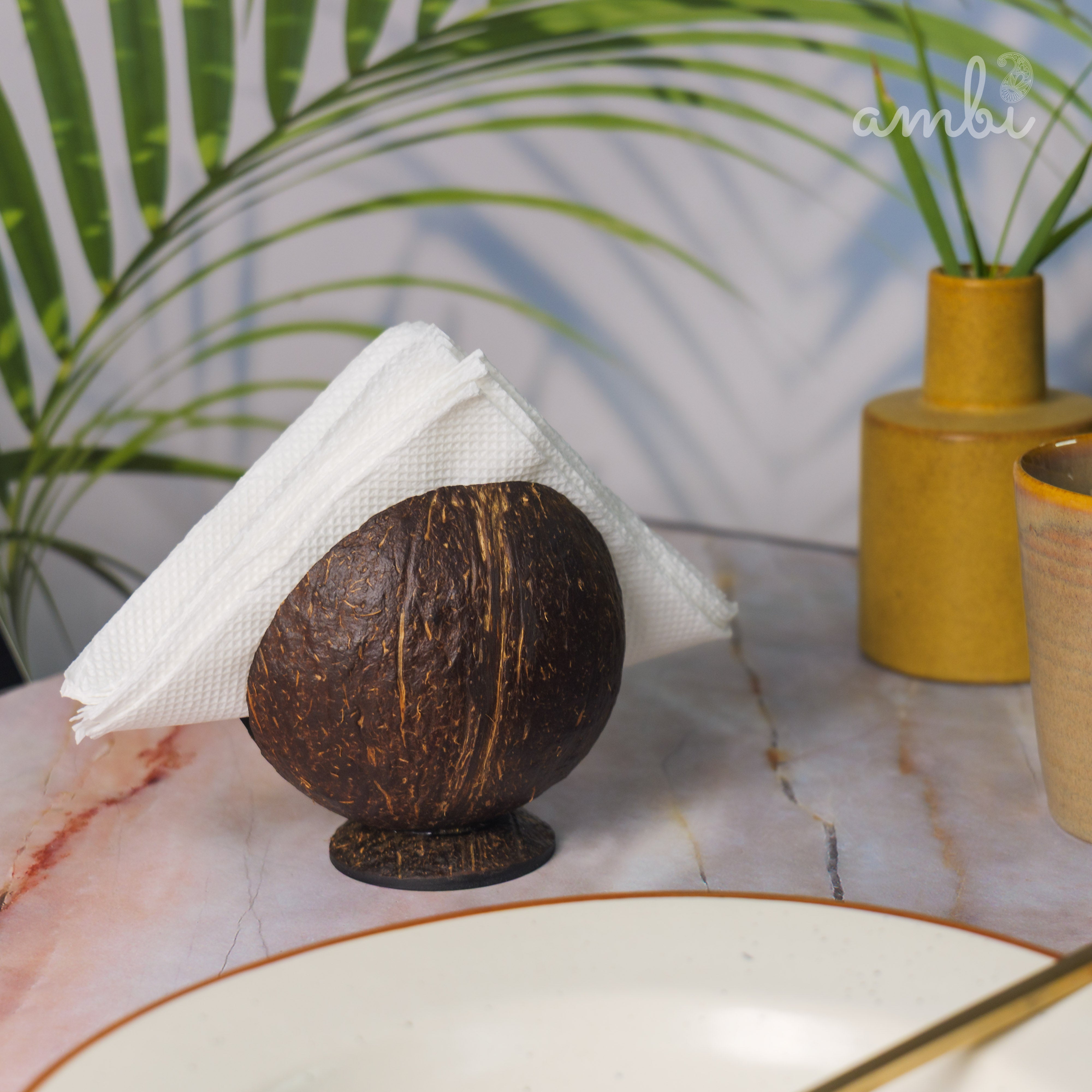 Coconut Shell Tissue Paper Holder — Handcrafted & Eco-Friendly
