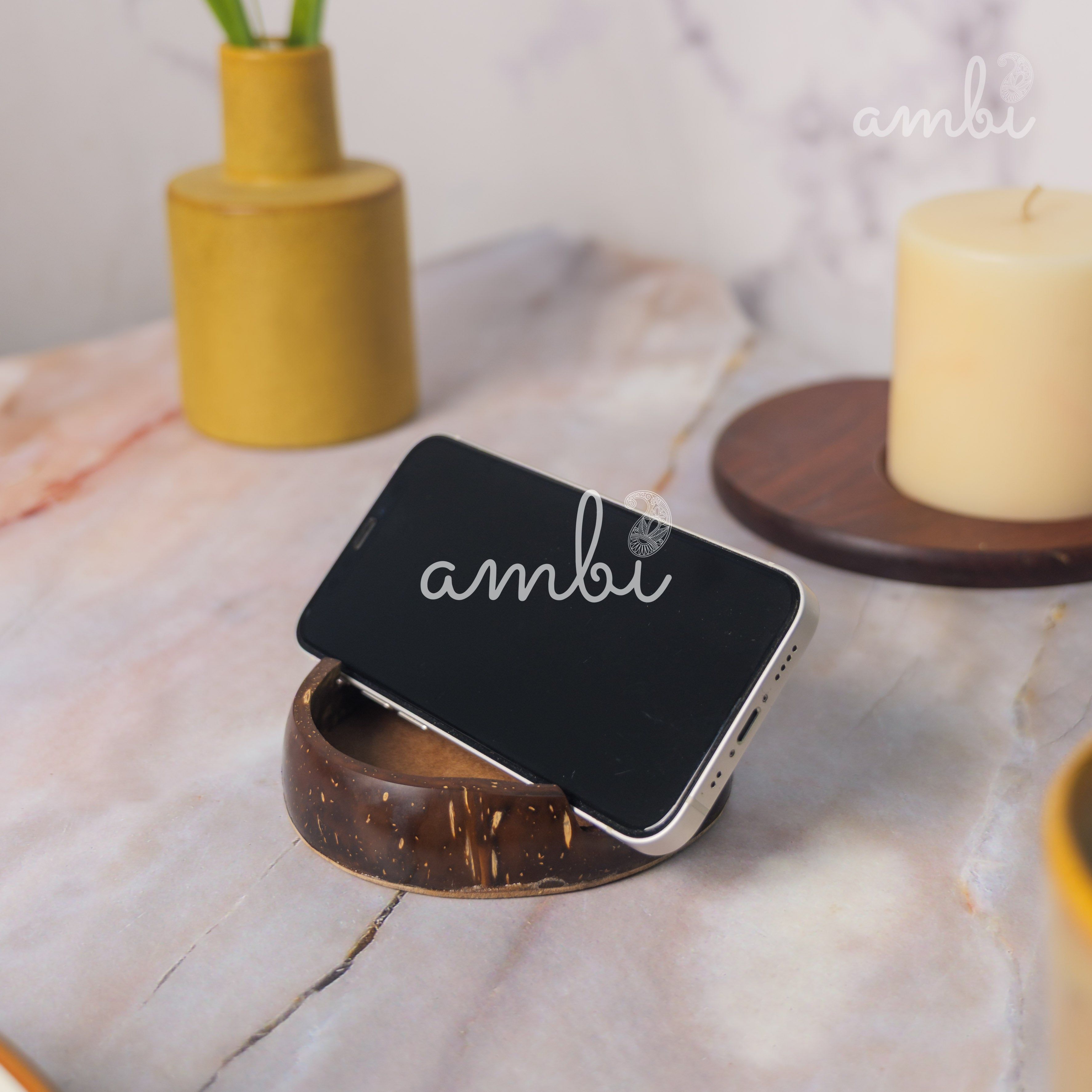 Coconut Shell Mobile Holder/Stand