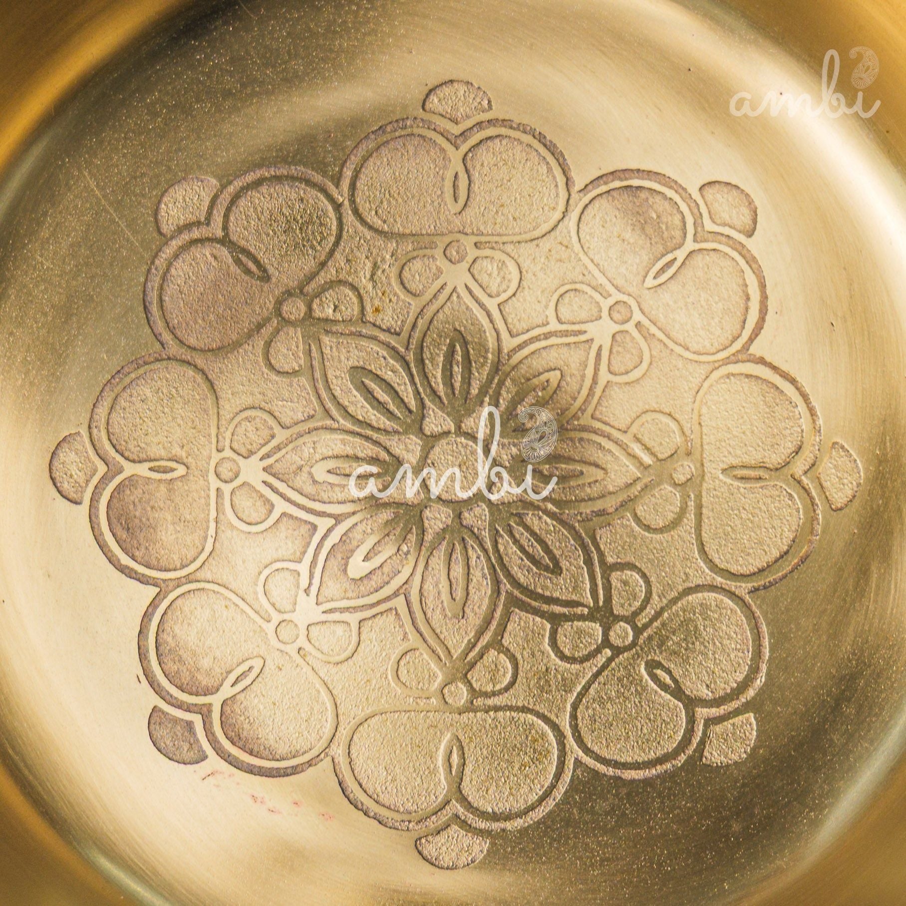 Ambi Lead Free 100% Pure Kansa Plate - Mandala Etched Dessert Plate 6 Inch