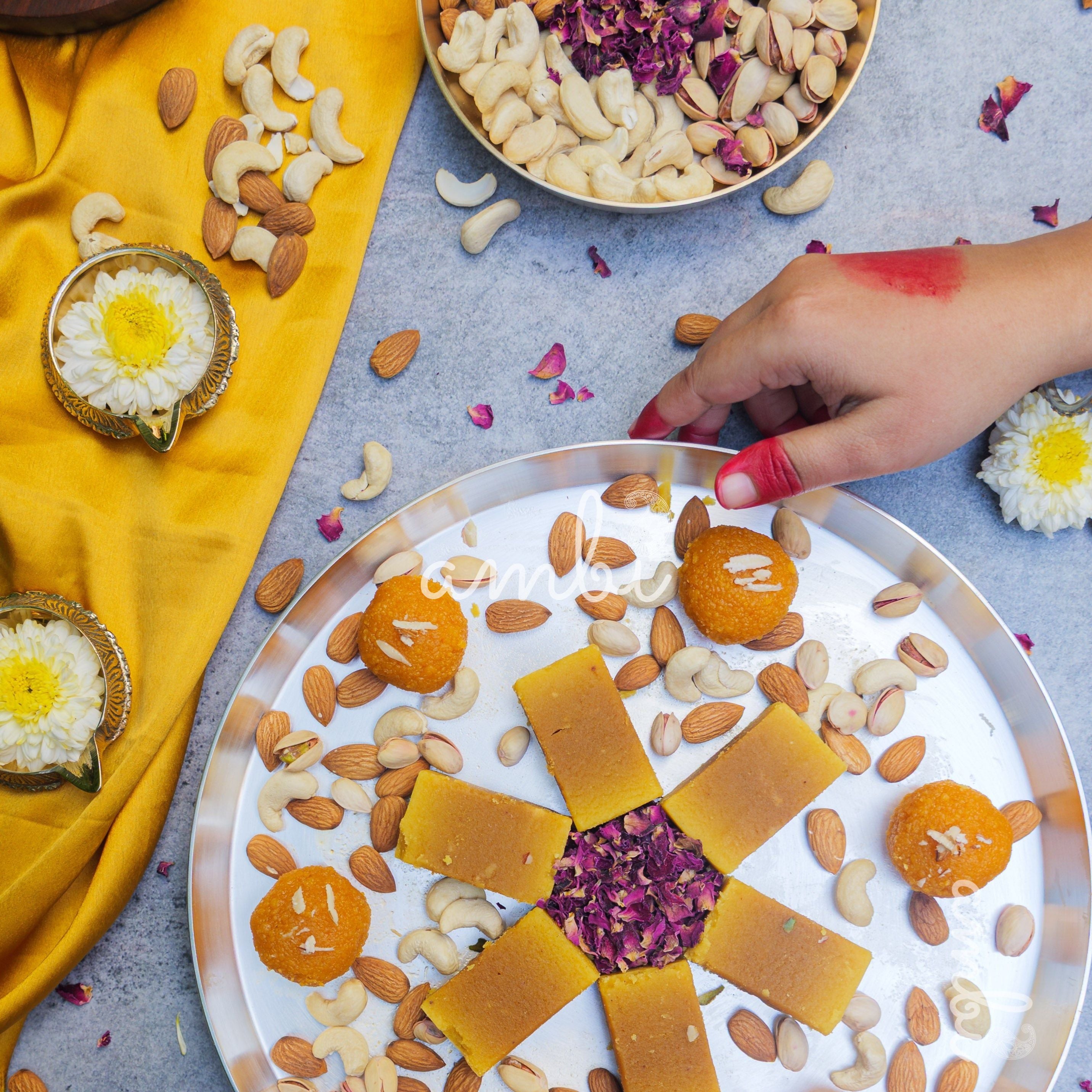 Ambi’ Exclusive "PURE Silver"-Plated Brass Thali 11.5– Timeless Elegance for Your Table