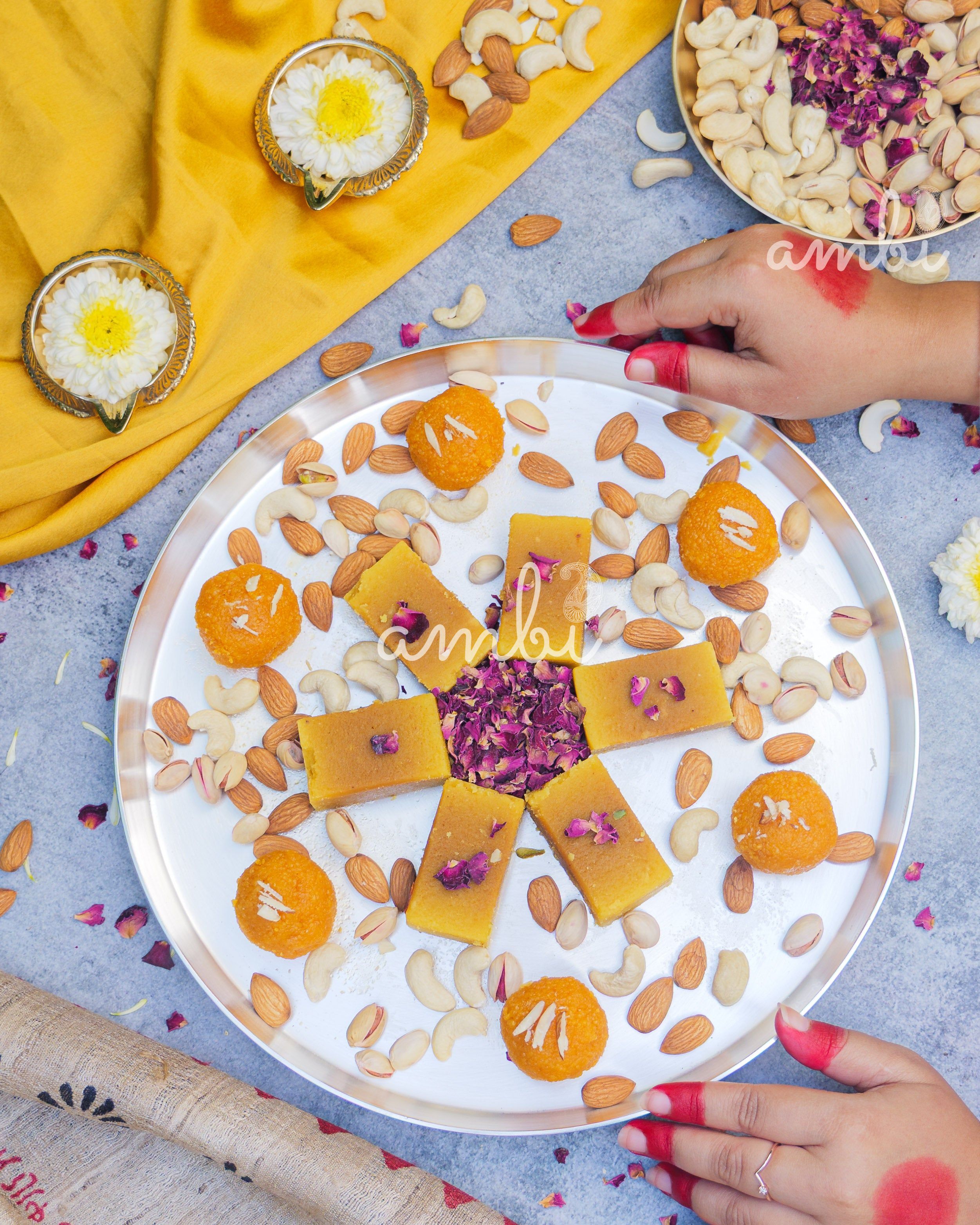 Ambi’ Exclusive "PURE Silver"-Plated Brass Thali 11.5– Timeless Elegance for Your Table