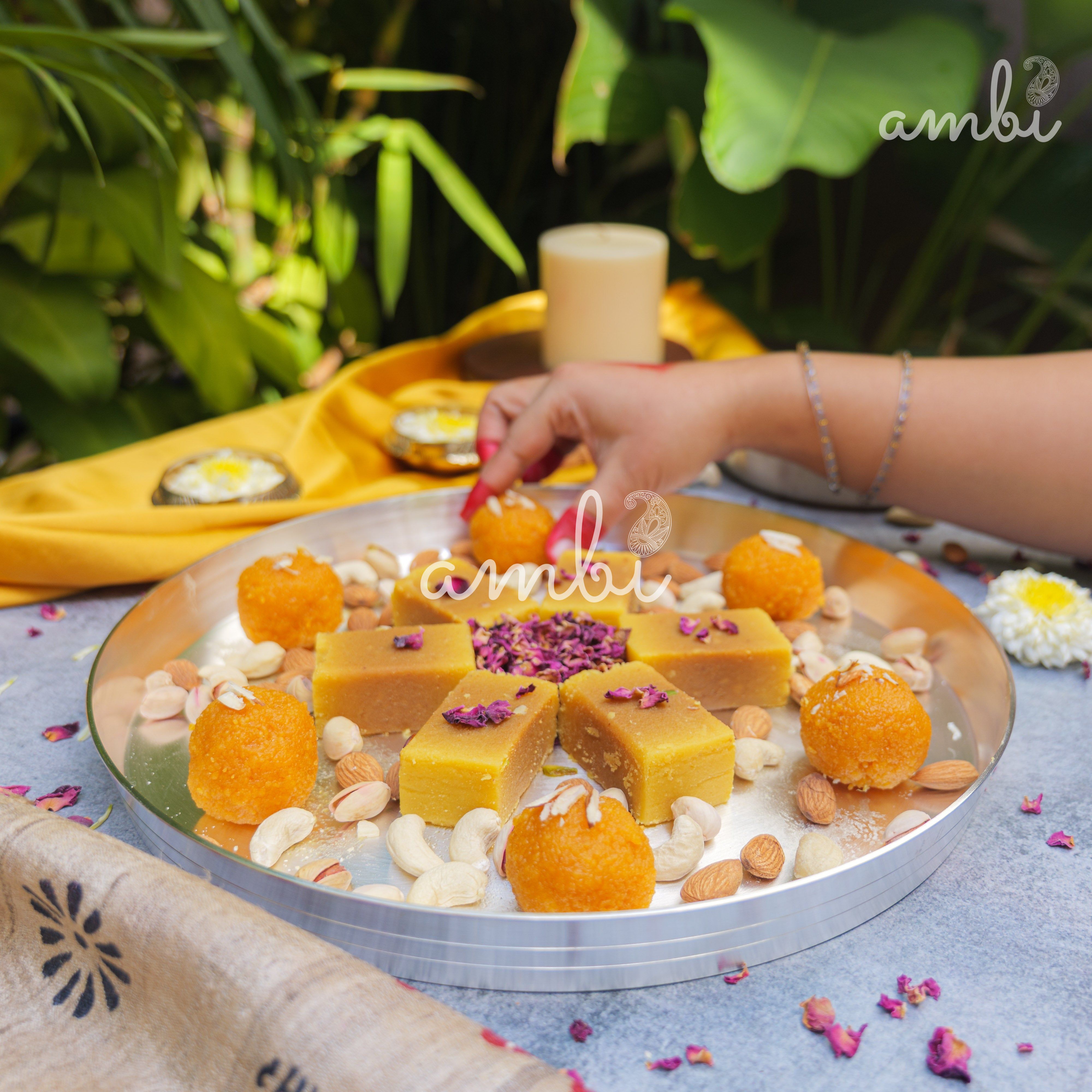 Ambi’ Exclusive "PURE Silver"-Plated Brass Thali 11.5– Timeless Elegance for Your Table