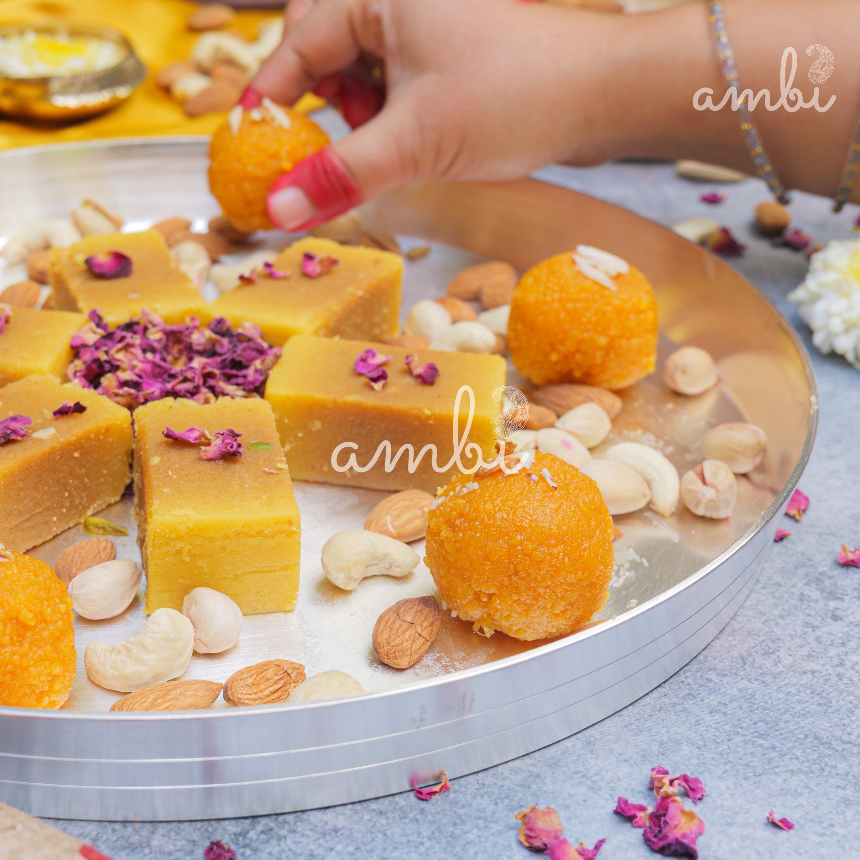 Ambi’ Exclusive "PURE Silver"-Plated Brass Thali 11.5– Timeless Elegance for Your Table