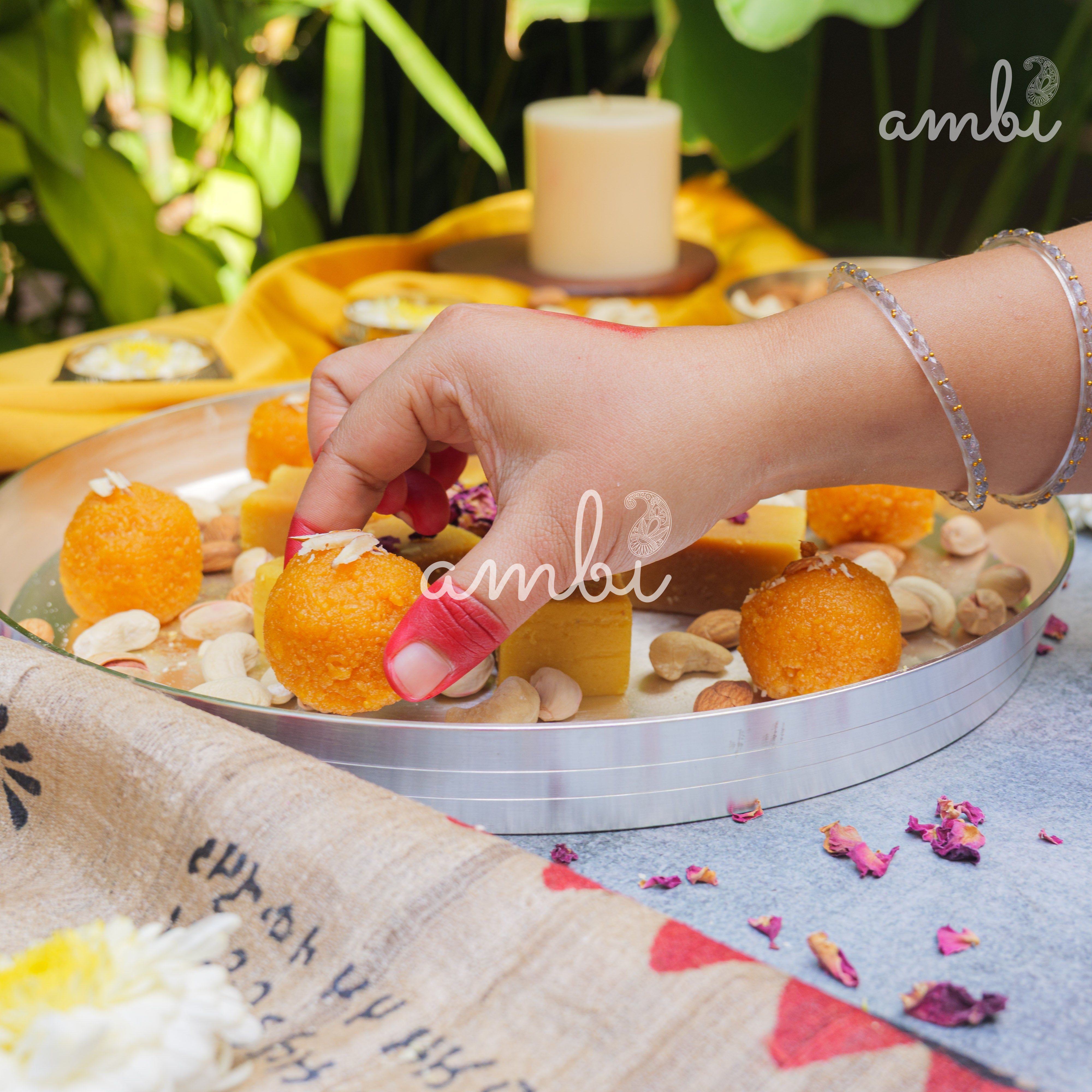 Ambi’ Exclusive "PURE Silver"-Plated Brass Thali 11.5– Timeless Elegance for Your Table