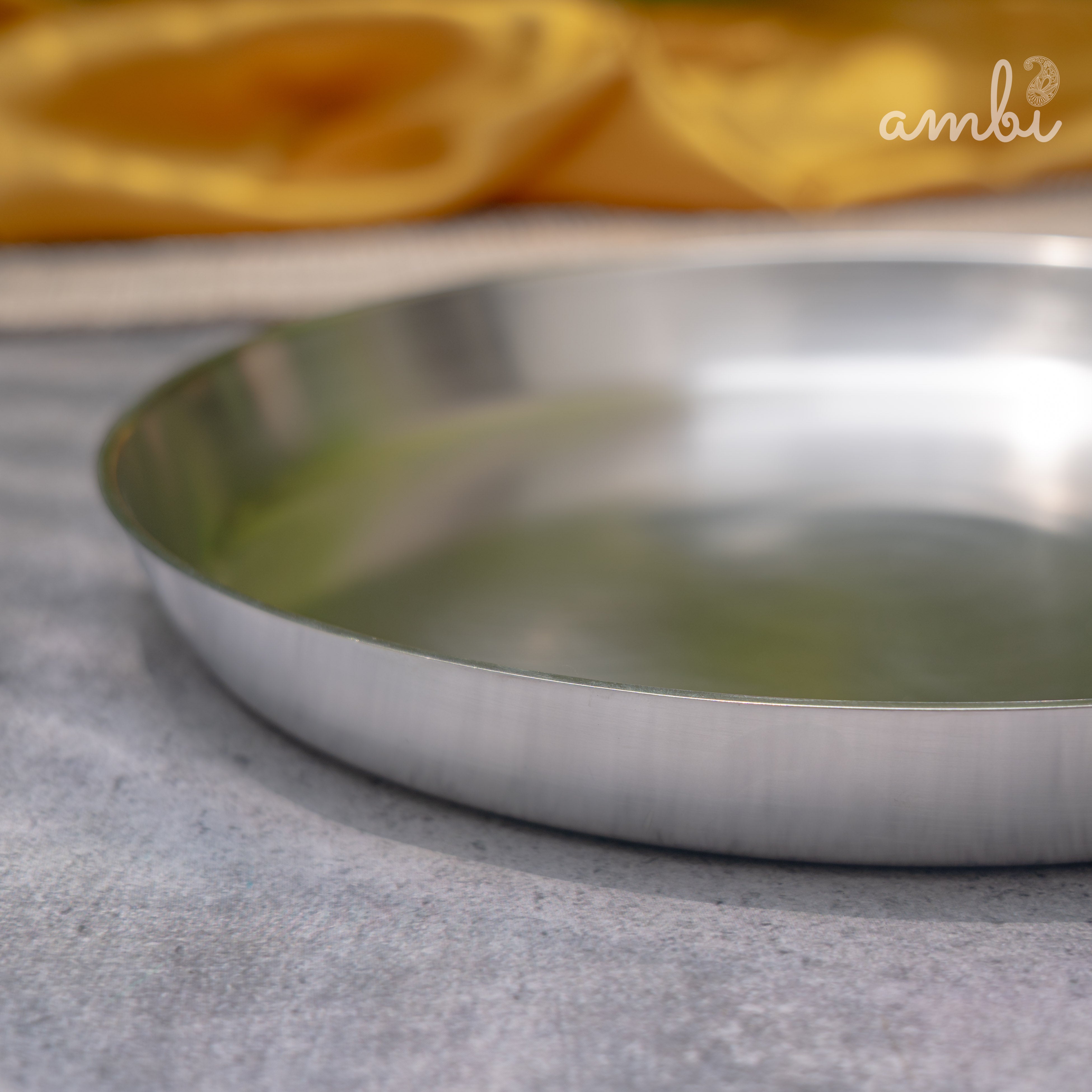 Ambi Pure Silver-Plated Brass Plate – 9.5 Inch | BIS Certified | 2-Micron Coating | 1 kg