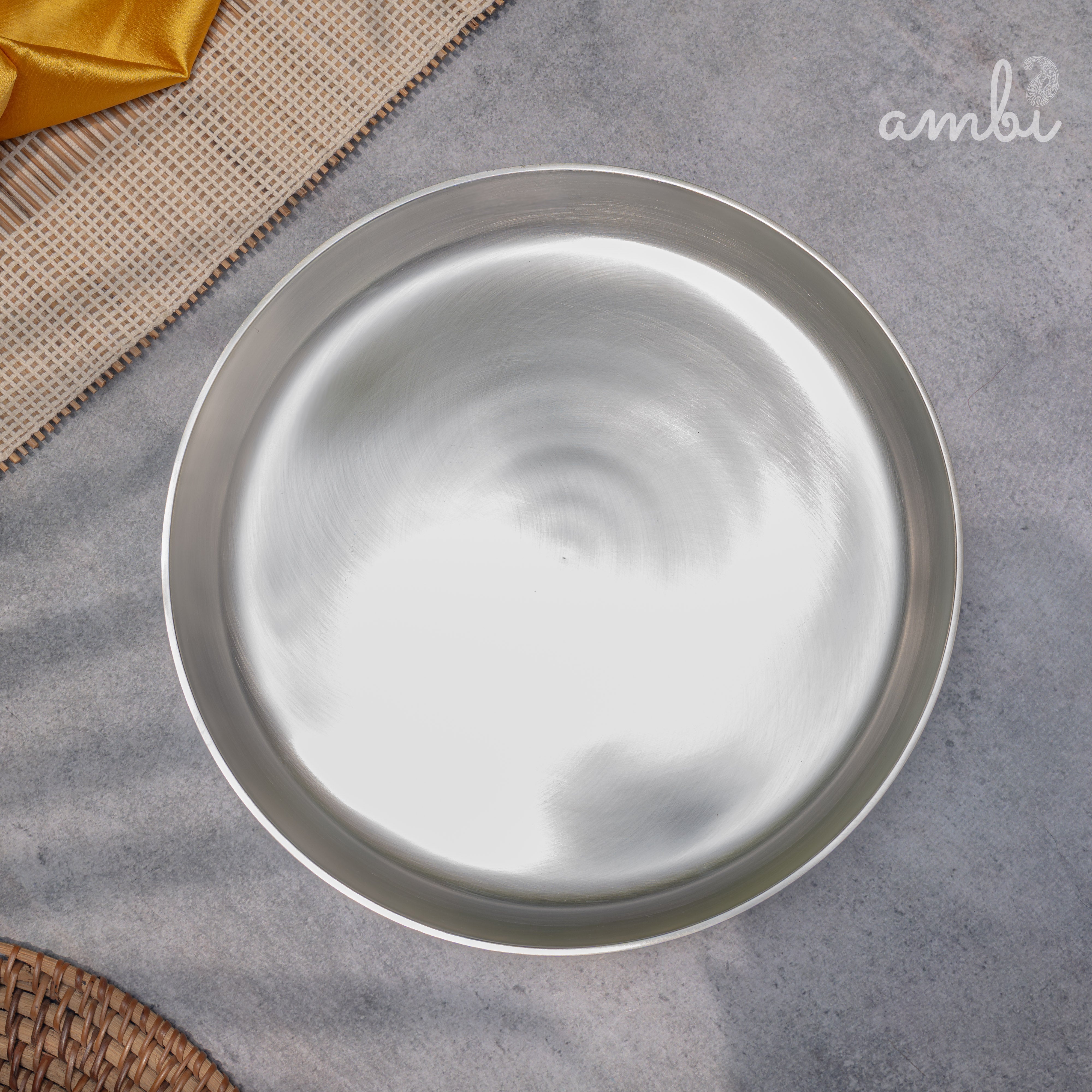 Ambi Pure Silver-Plated Brass Plate – 9.5 Inch | BIS Certified | 2-Micron Coating | 1 kg