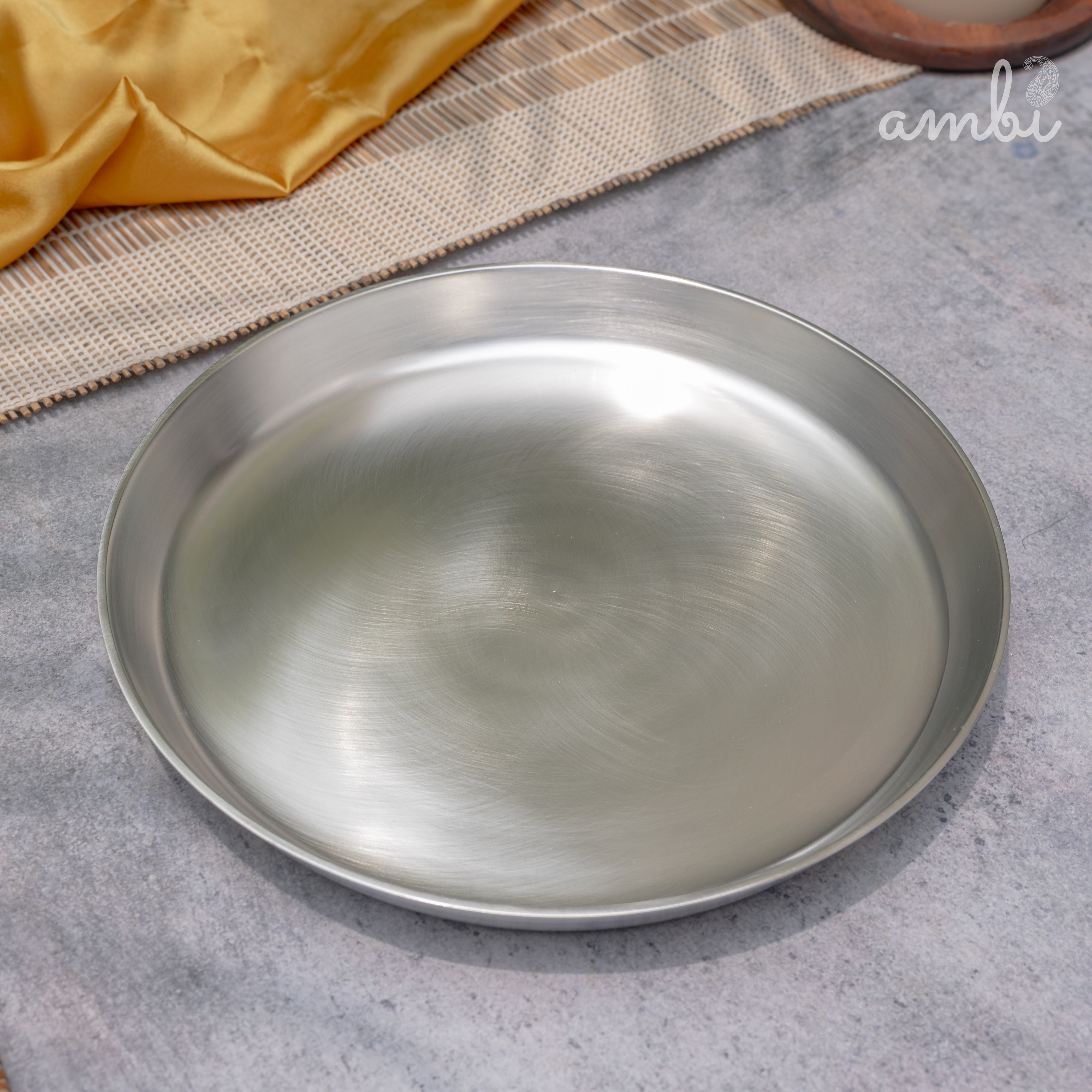 Ambi Pure Silver-Plated Brass Plate – 9.5 Inch | BIS Certified | 2-Micron Coating | 1 kg