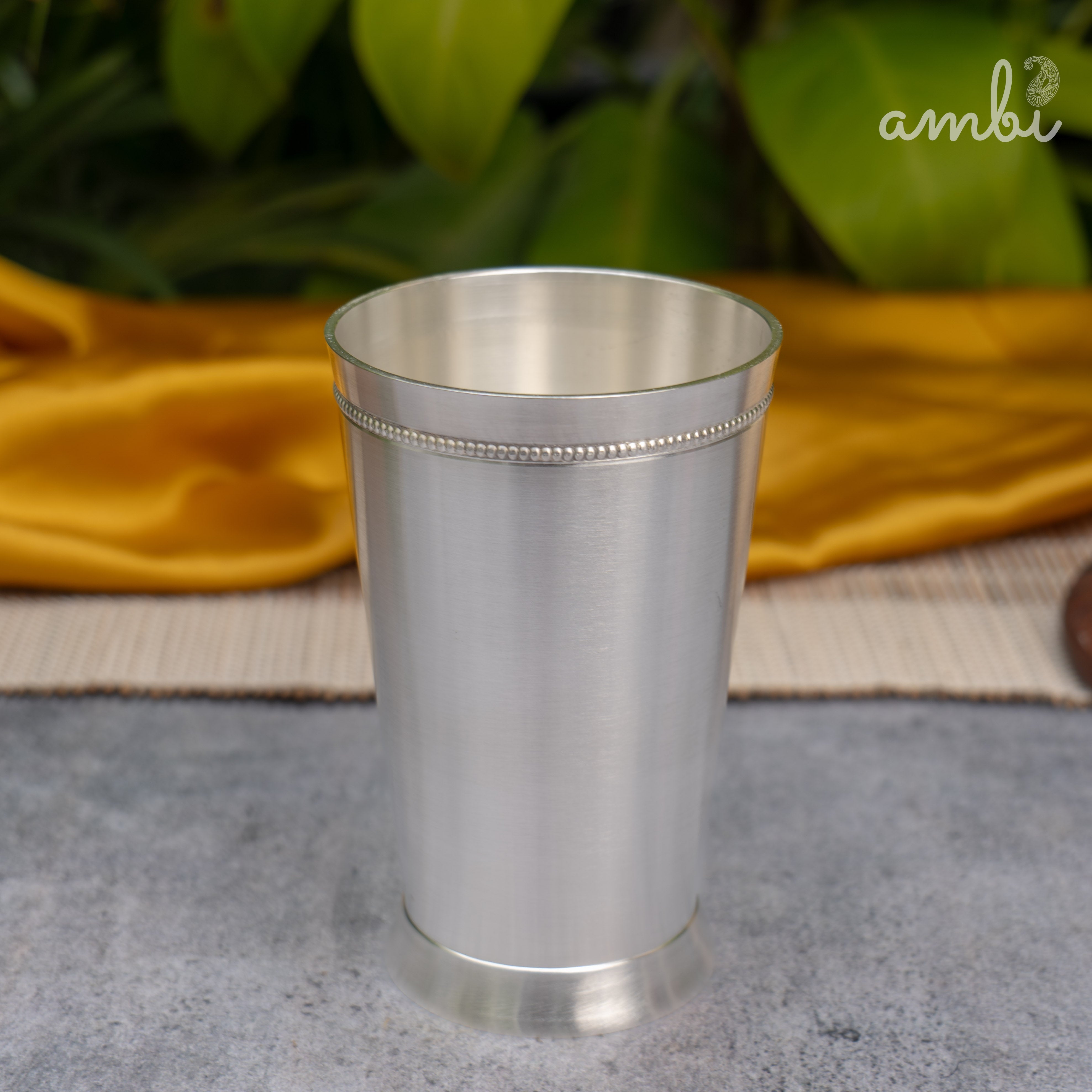 Ambi Pure Silver-Plated Brass Glass – 5.5 Inch | 5-Micron | 485g | 450ml