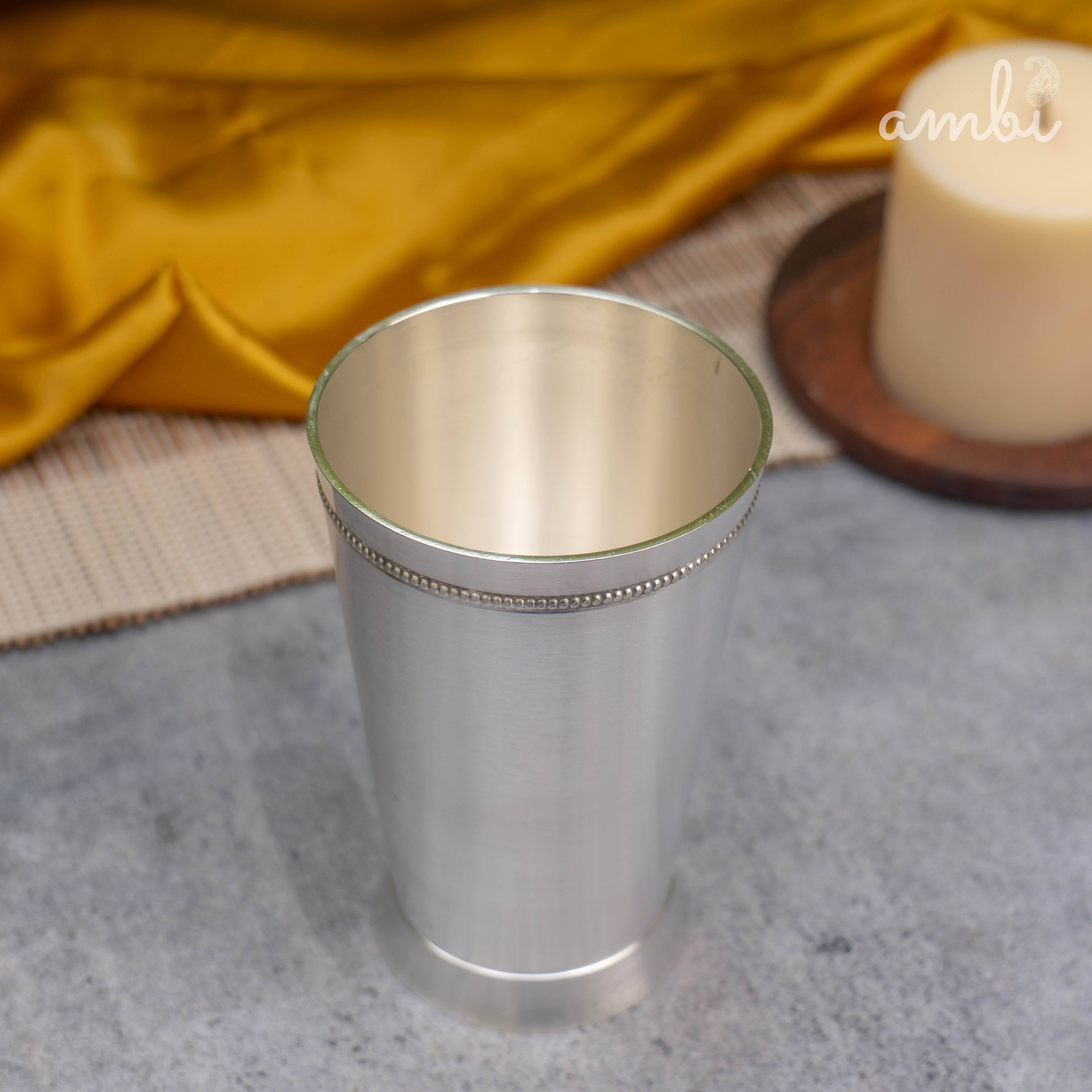 Ambi Pure Silver-Plated Brass Glass – 5.5 Inch | 5-Micron | 485g | 450ml