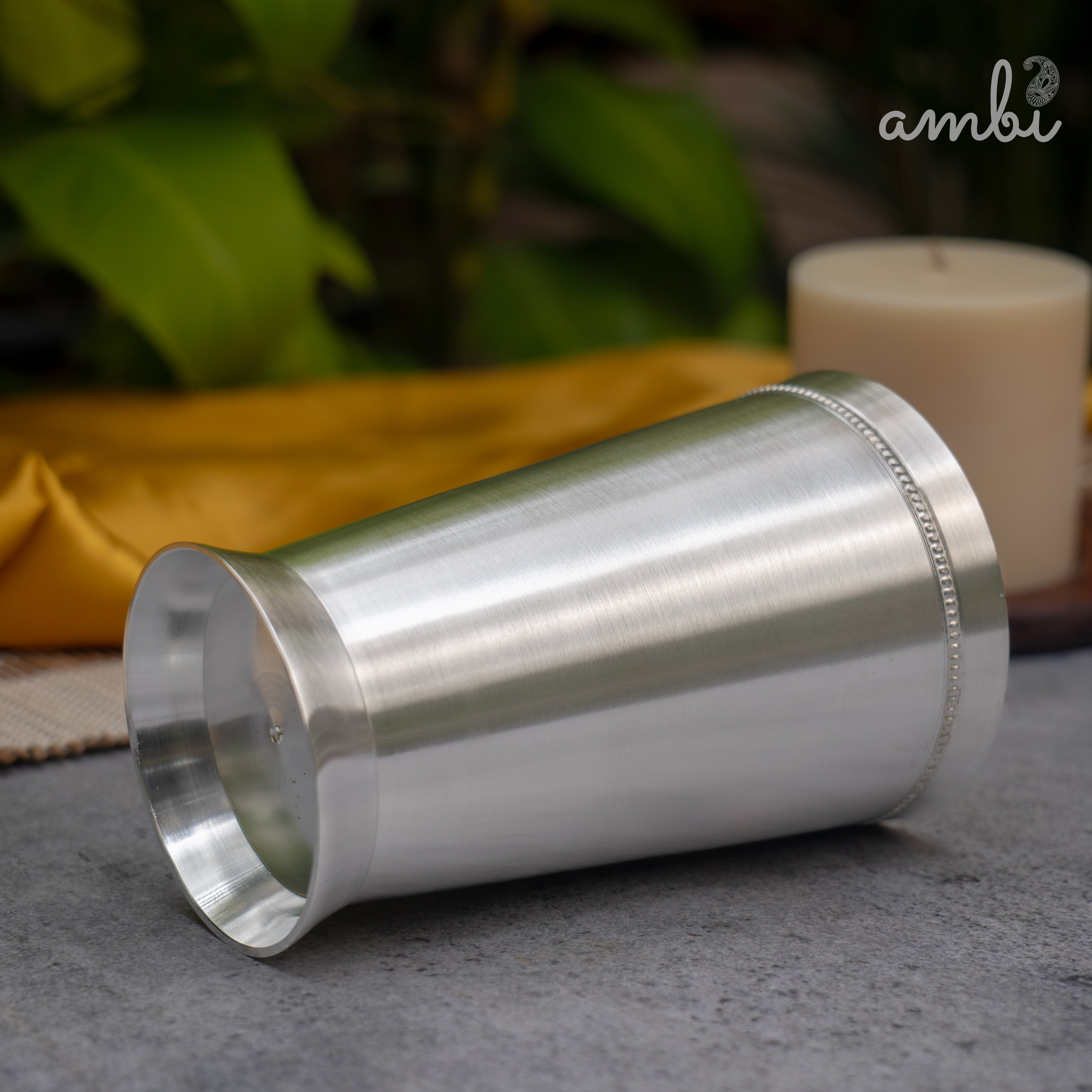 Ambi Pure Silver-Plated Brass Glass – 5.5 Inch | 5-Micron | 485g | 450ml