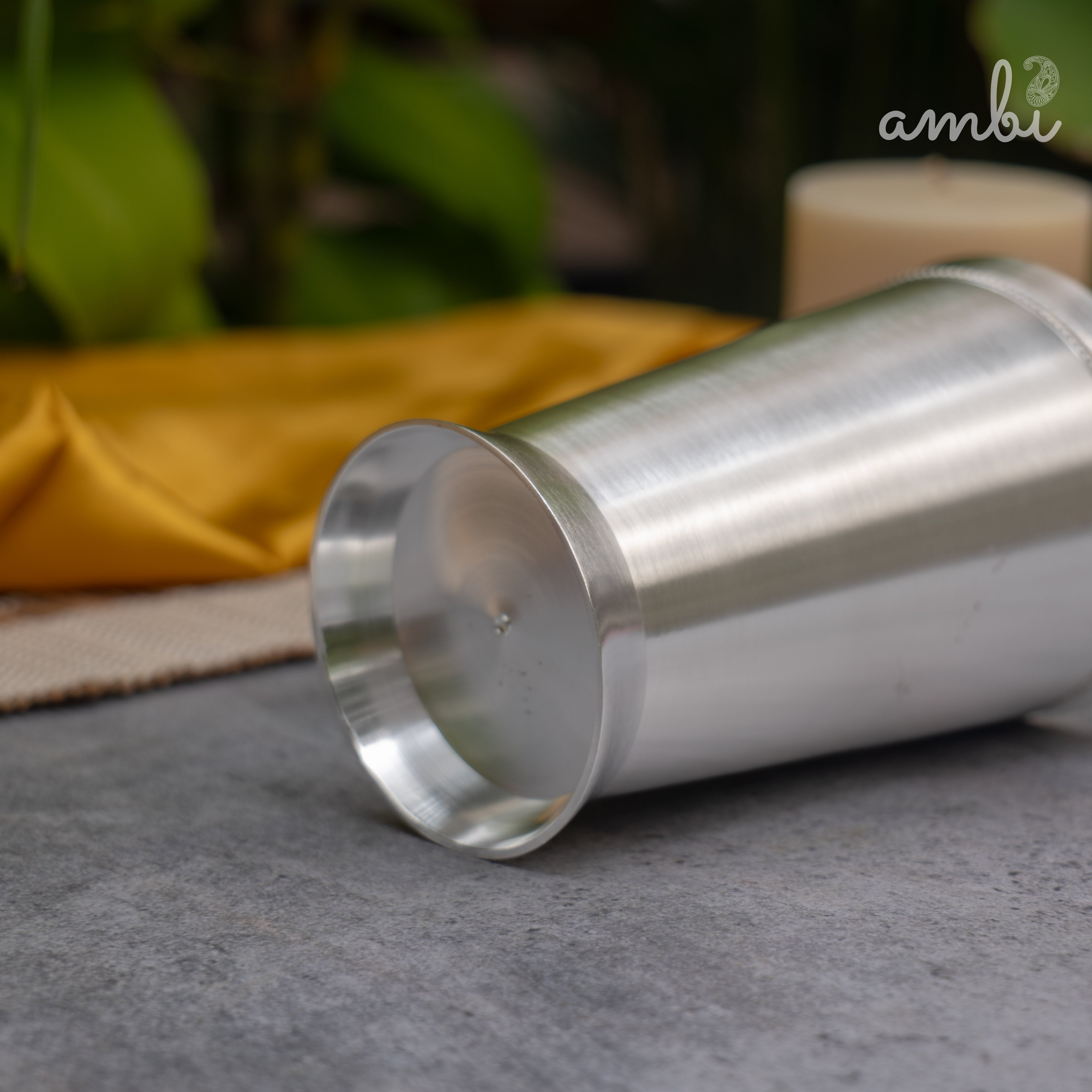 Ambi Pure Silver-Plated Brass Glass – 5.5 Inch | 5-Micron | 485g | 450ml