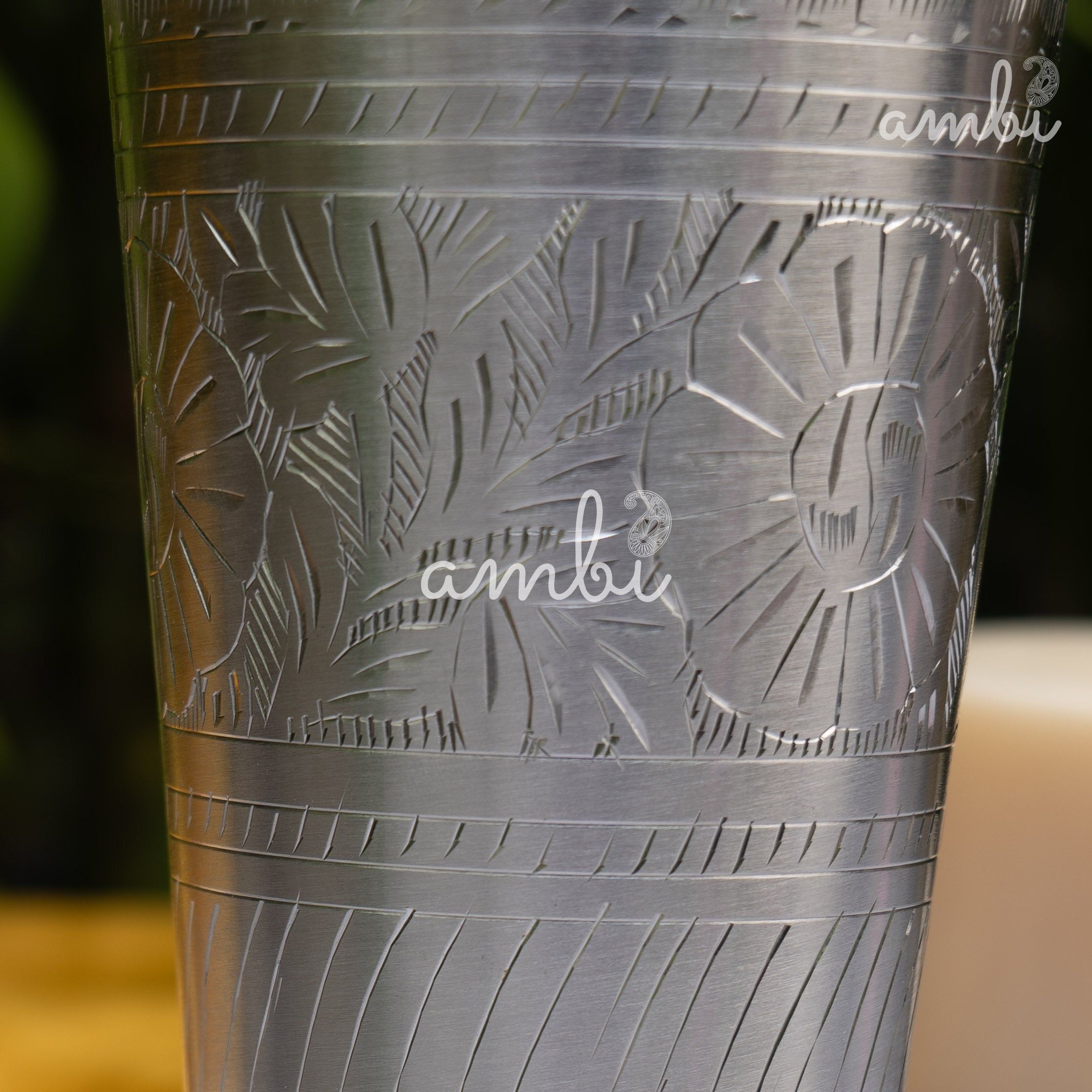 Elegant 6.5 Inches Silver-Plated Tall/Large Lassi Glass – Etched and Finely Finished - Heavy Make