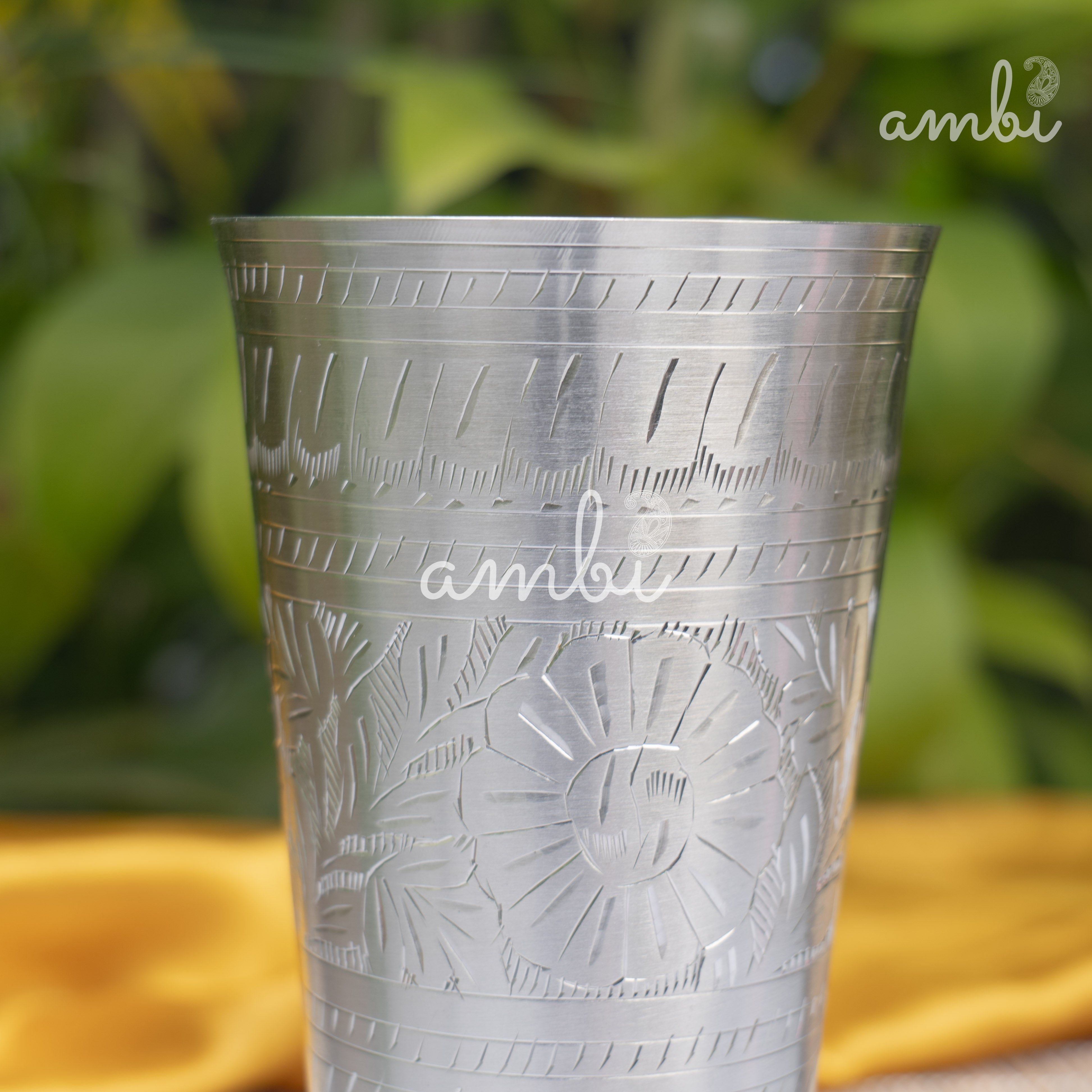 Elegant 6.5 Inches Silver-Plated Tall/Large Lassi Glass – Etched and Finely Finished - Heavy Make