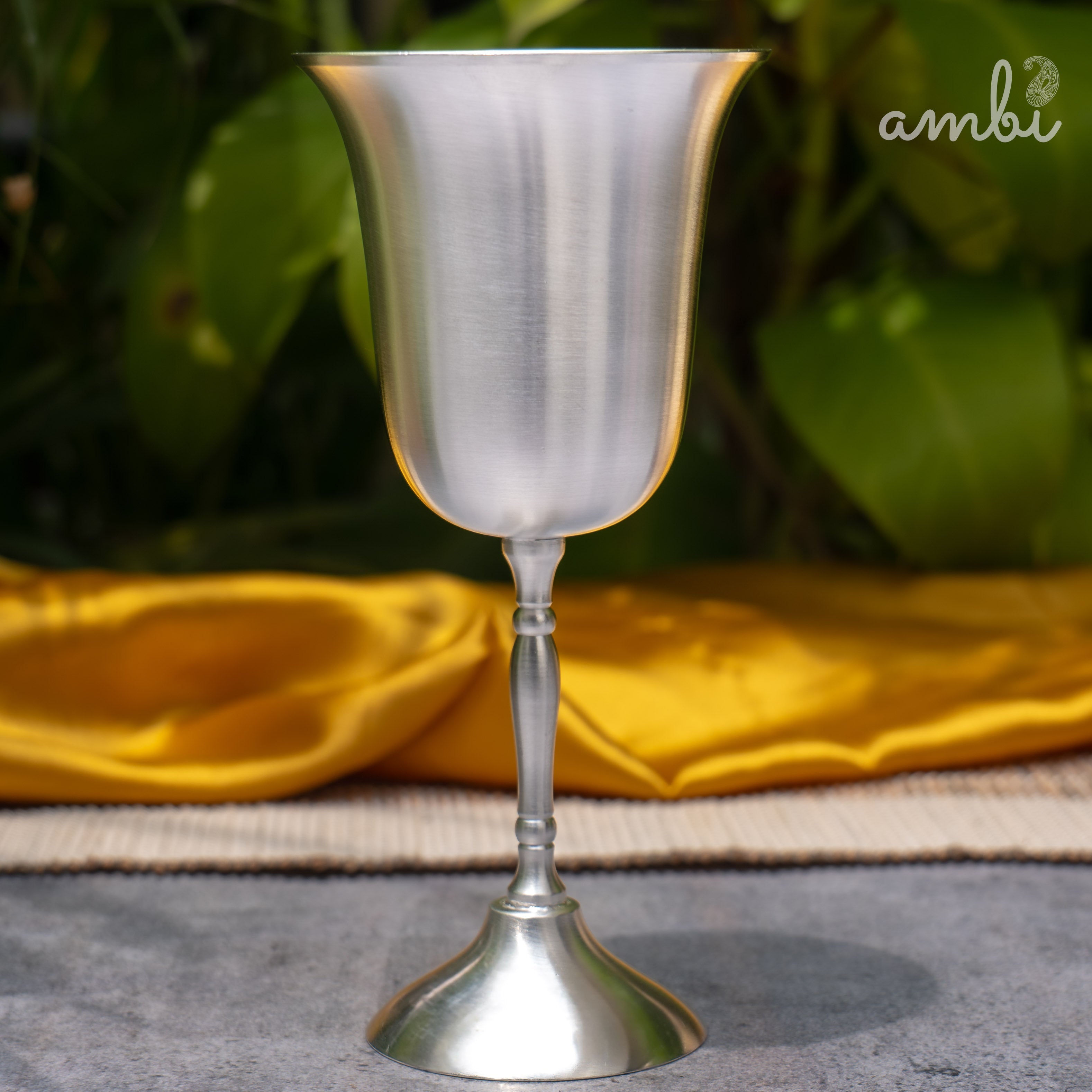 Ambi Pure Silver-Plated Brass Wine Glass – Matte Finish | 225ml