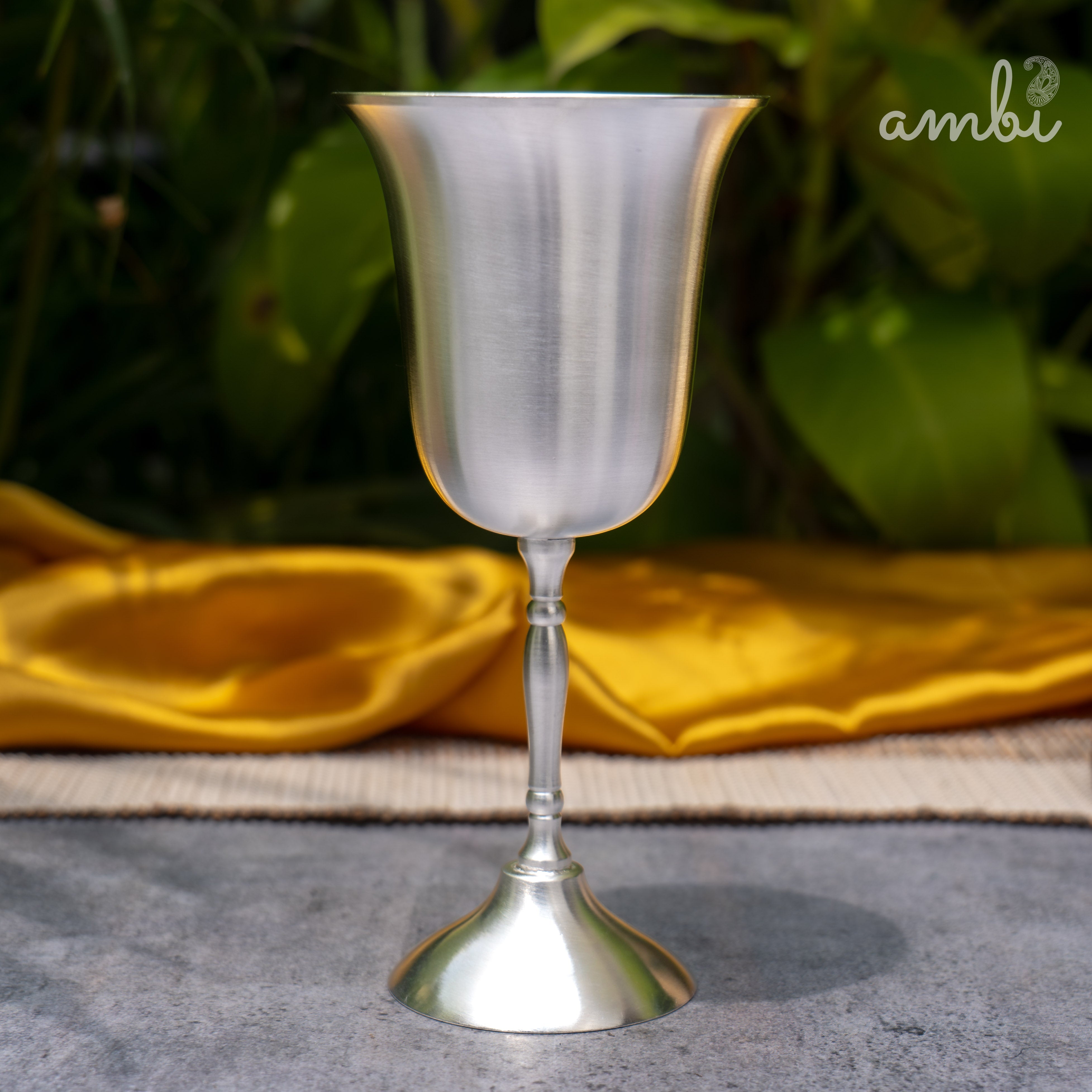 Ambi Pure Silver-Plated Brass Wine Glass – Matte Finish | 225ml