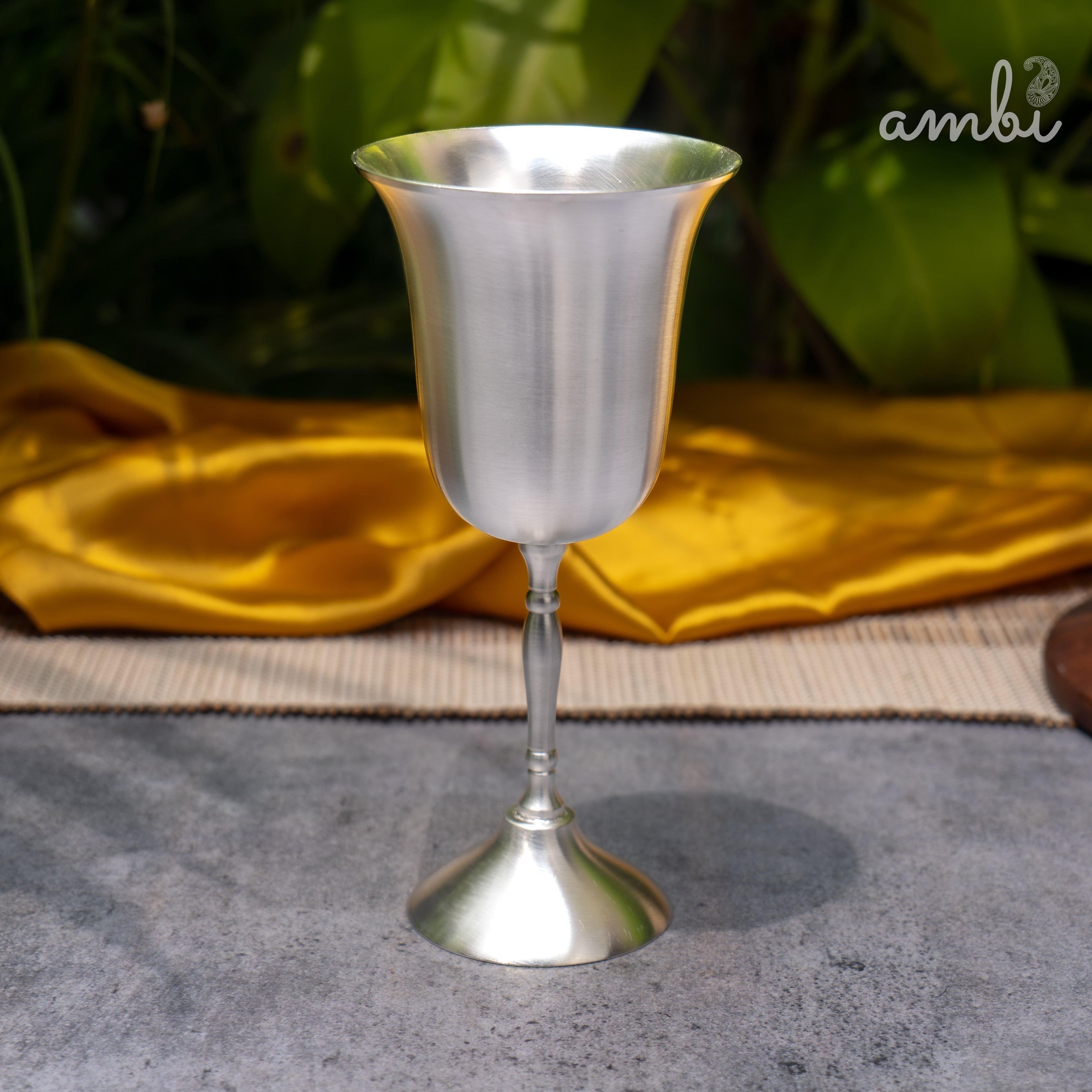 Ambi Pure Silver-Plated Brass Wine Glass – Matte Finish | 225ml