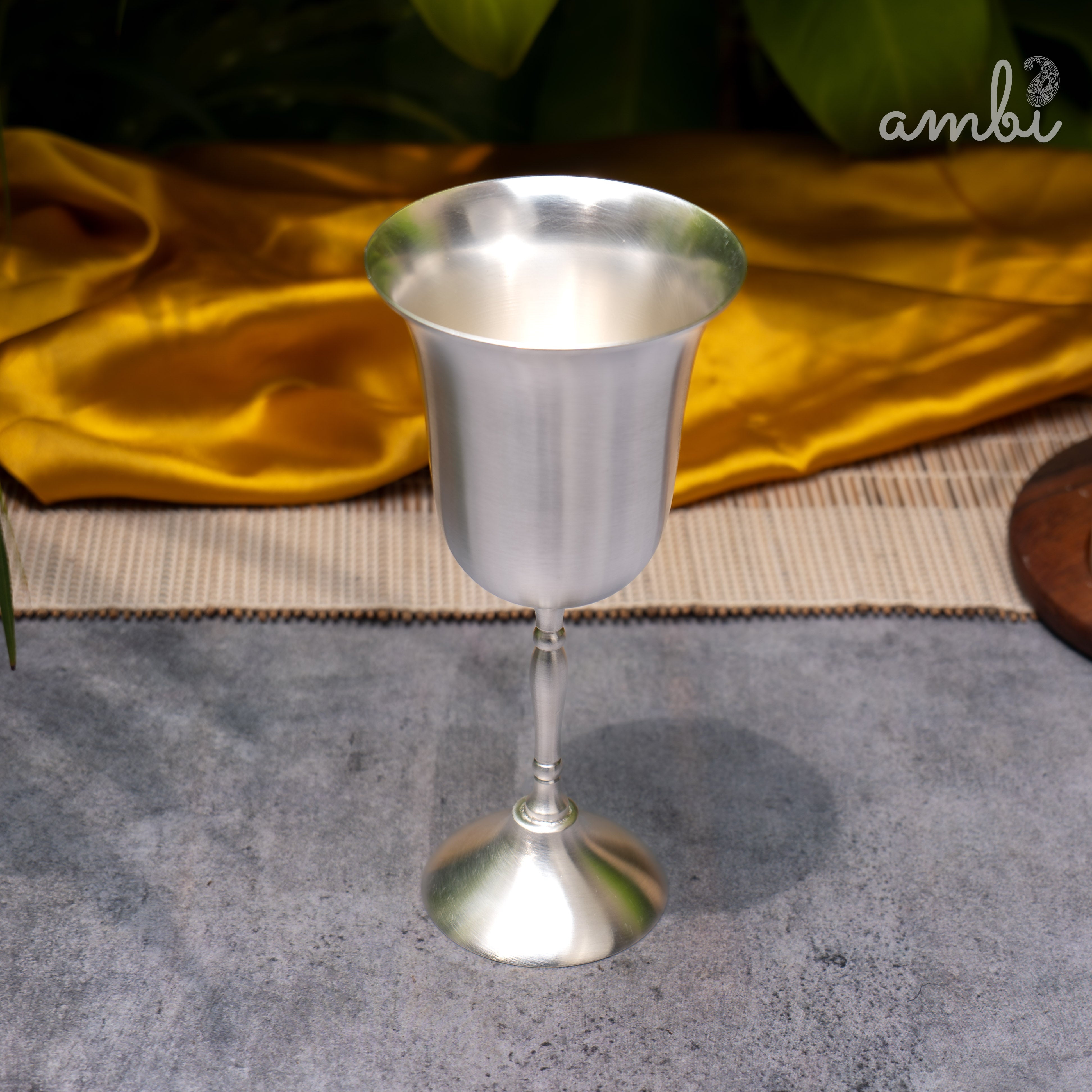 Ambi Pure Silver-Plated Brass Wine Glass – Matte Finish | 225ml