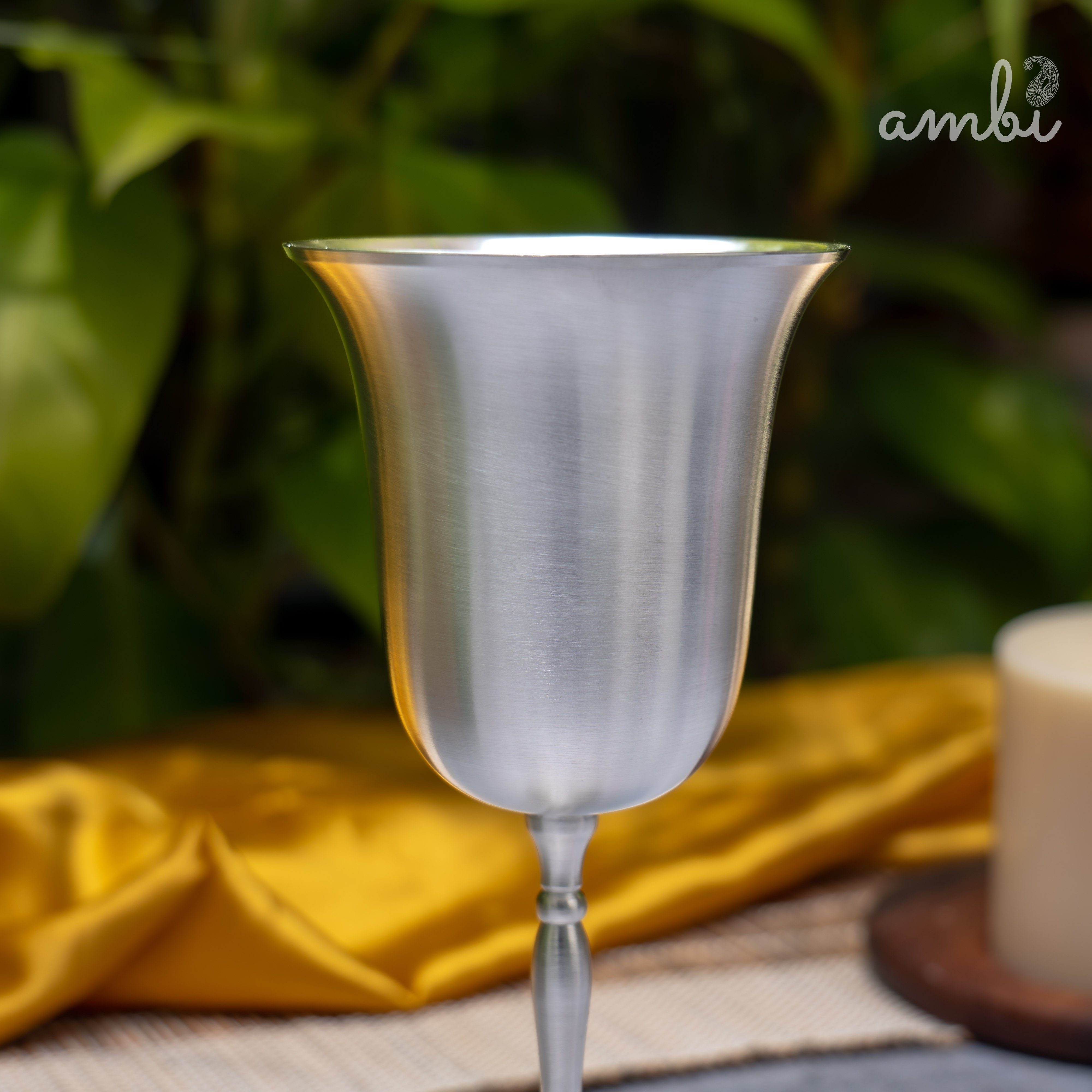 Ambi Pure Silver-Plated Brass Wine Glass – Matte Finish | 225ml