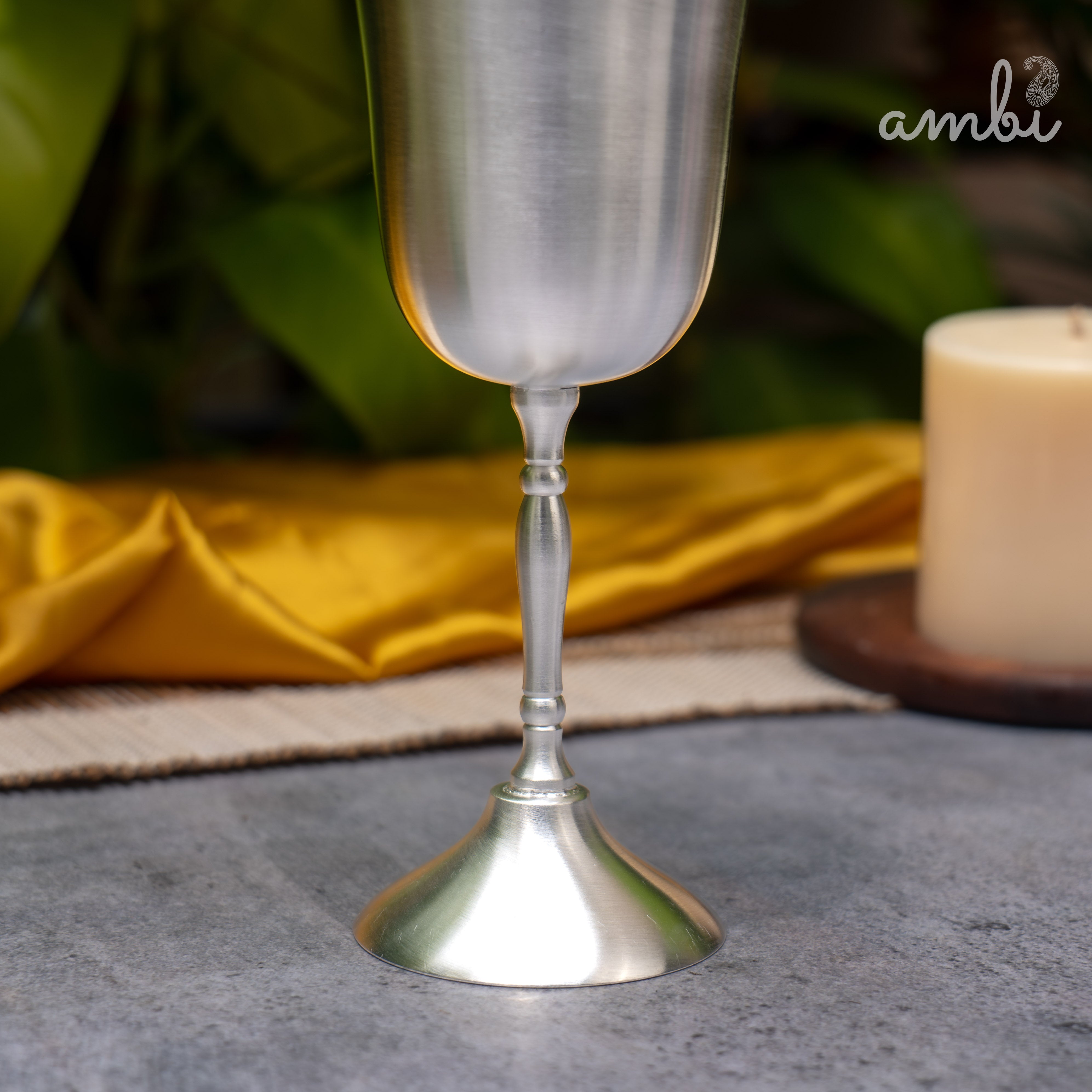Ambi Pure Silver-Plated Brass Wine Glass – Matte Finish | 225ml