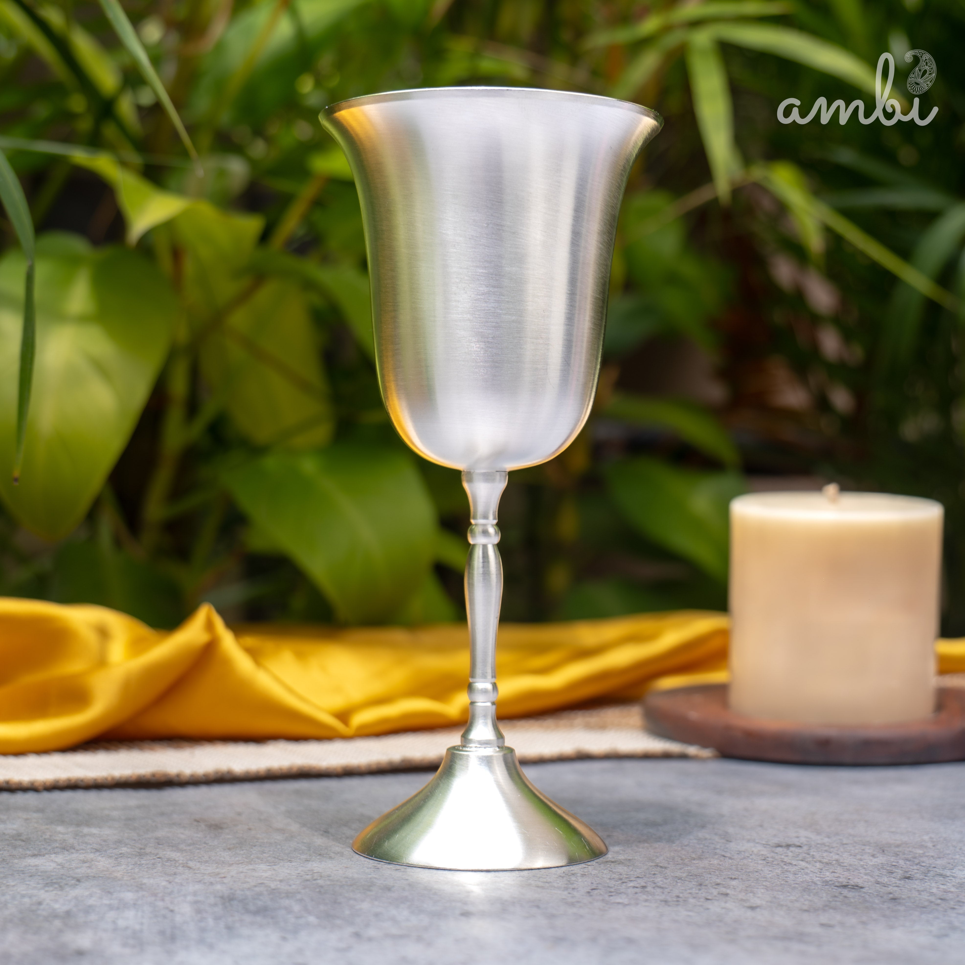Ambi Pure Silver-Plated Brass Wine Glass – Matte Finish | 225ml