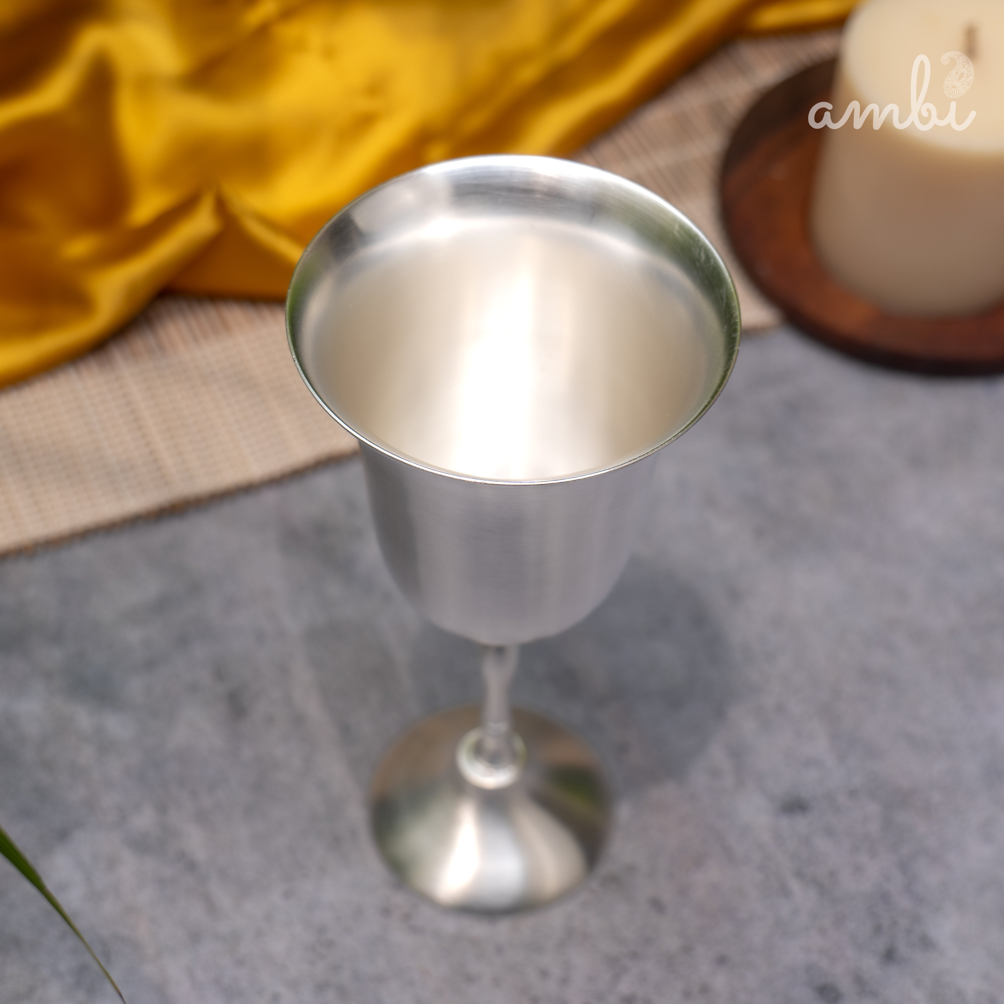 Ambi Pure Silver-Plated Brass Wine Glass – Matte Finish | 225ml