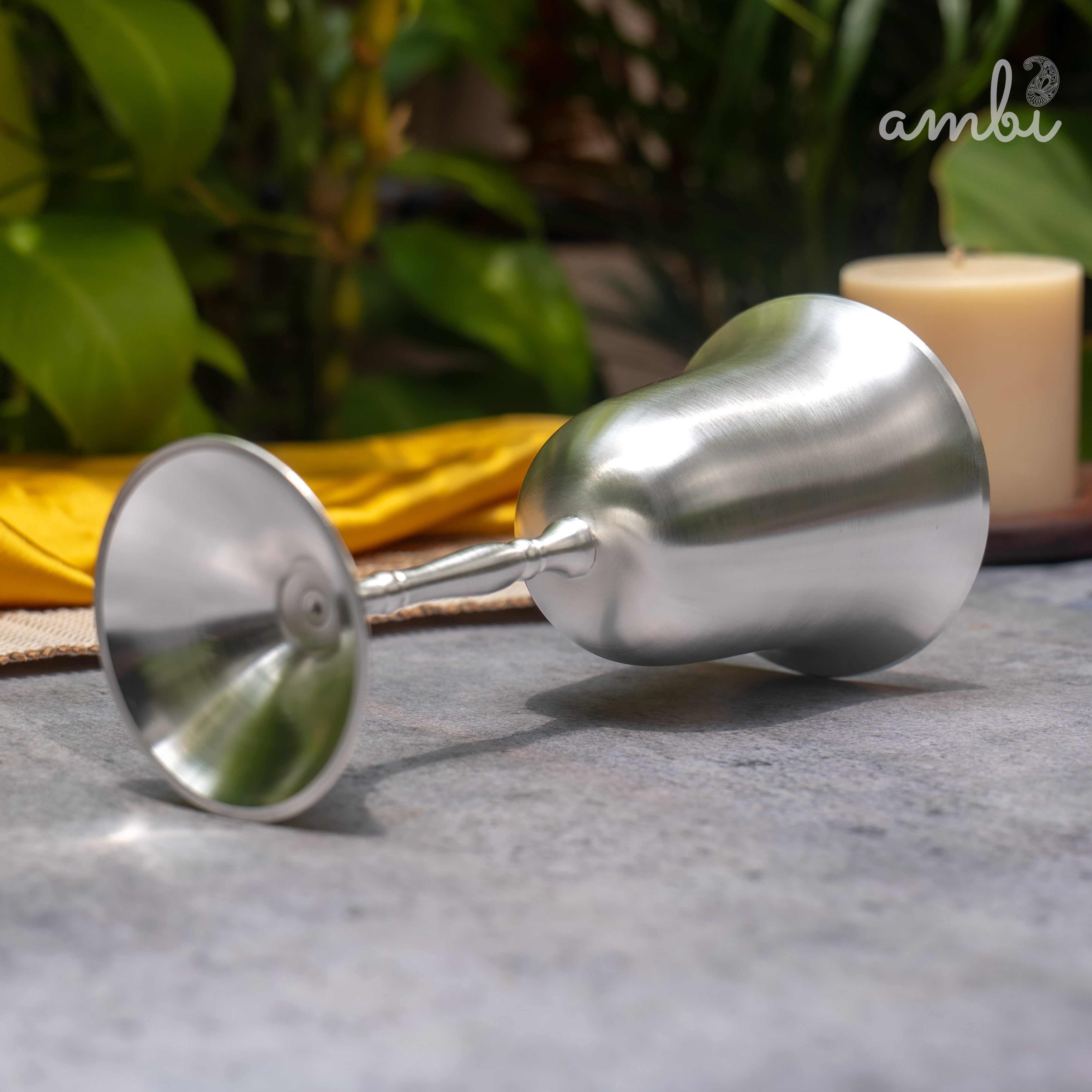Ambi Pure Silver-Plated Brass Wine Glass – Matte Finish | 225ml