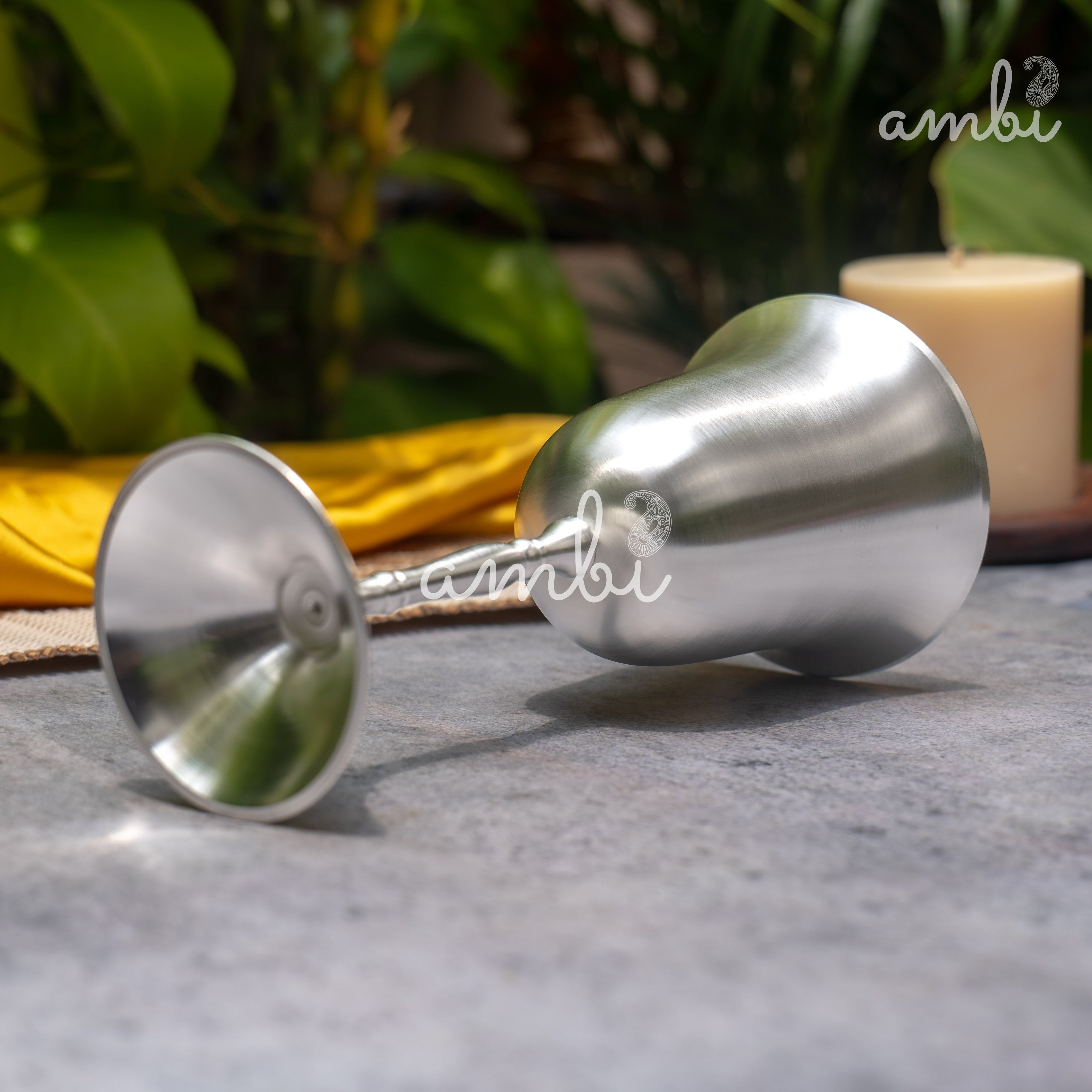 Ambi Pure Silver-Plated Brass Wine Glass – Matte Finish | 225ml