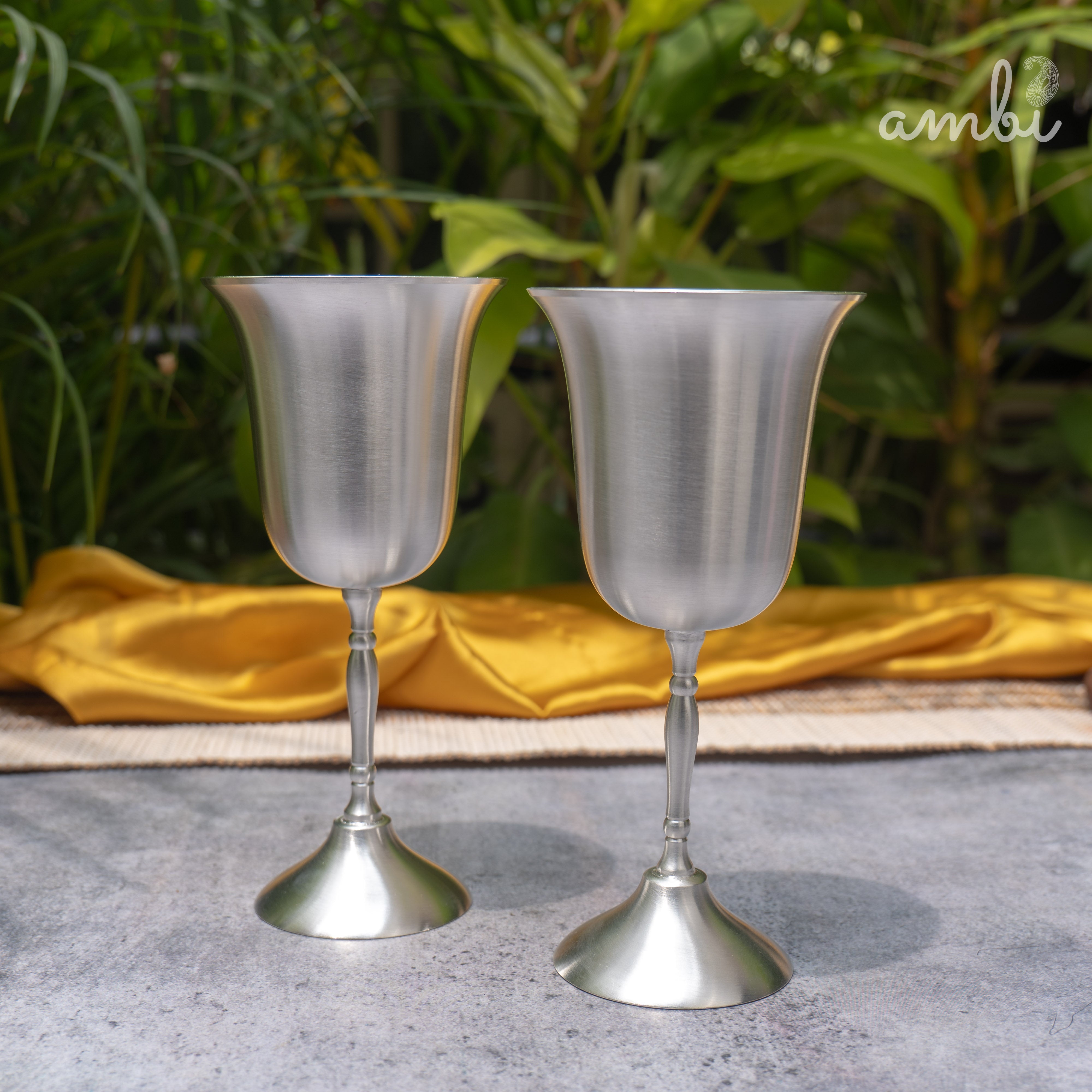 Ambi Pure Silver-Plated Brass Wine Glass – Matte Finish | 225ml