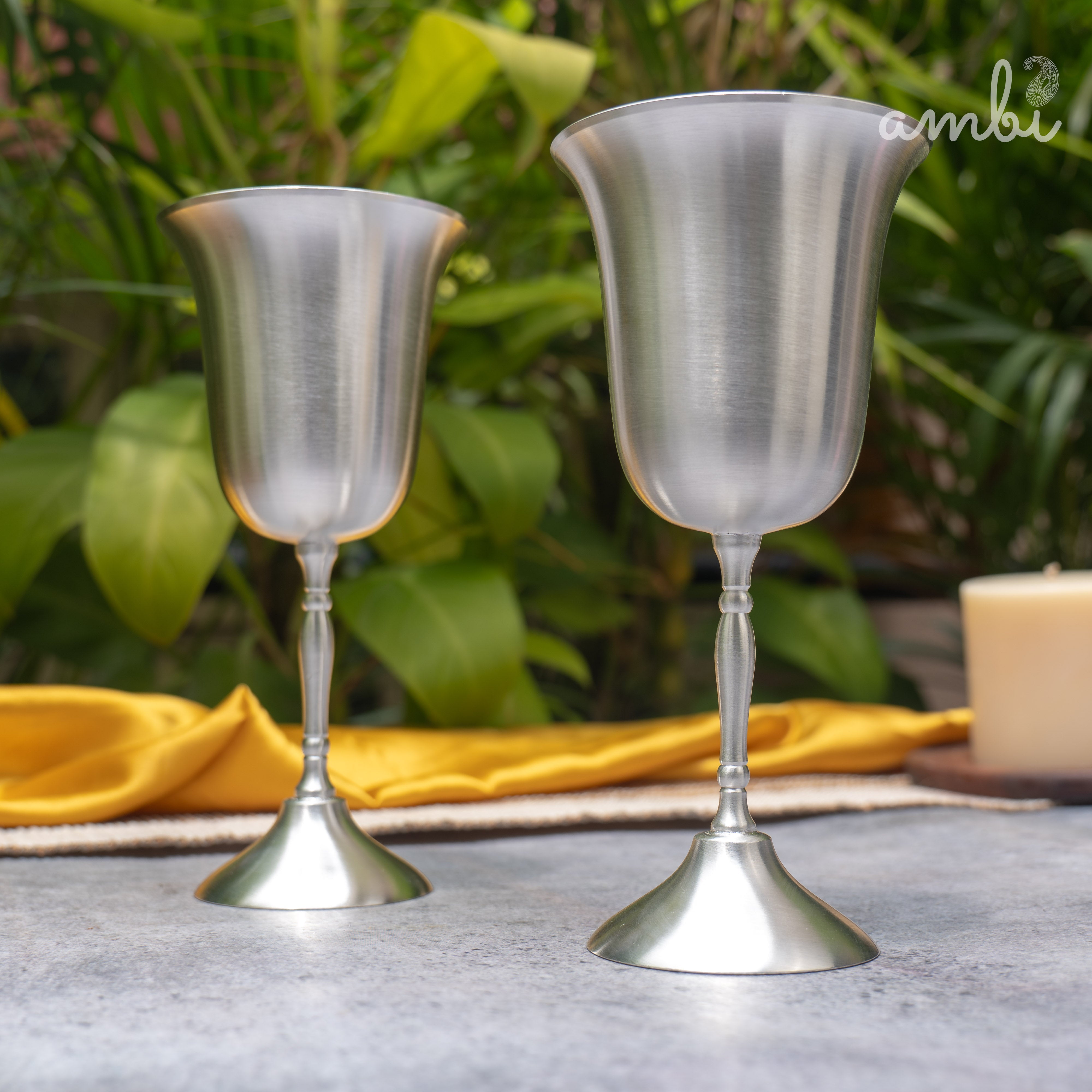Ambi Pure Silver-Plated Brass Wine Glass – Matte Finish | 225ml