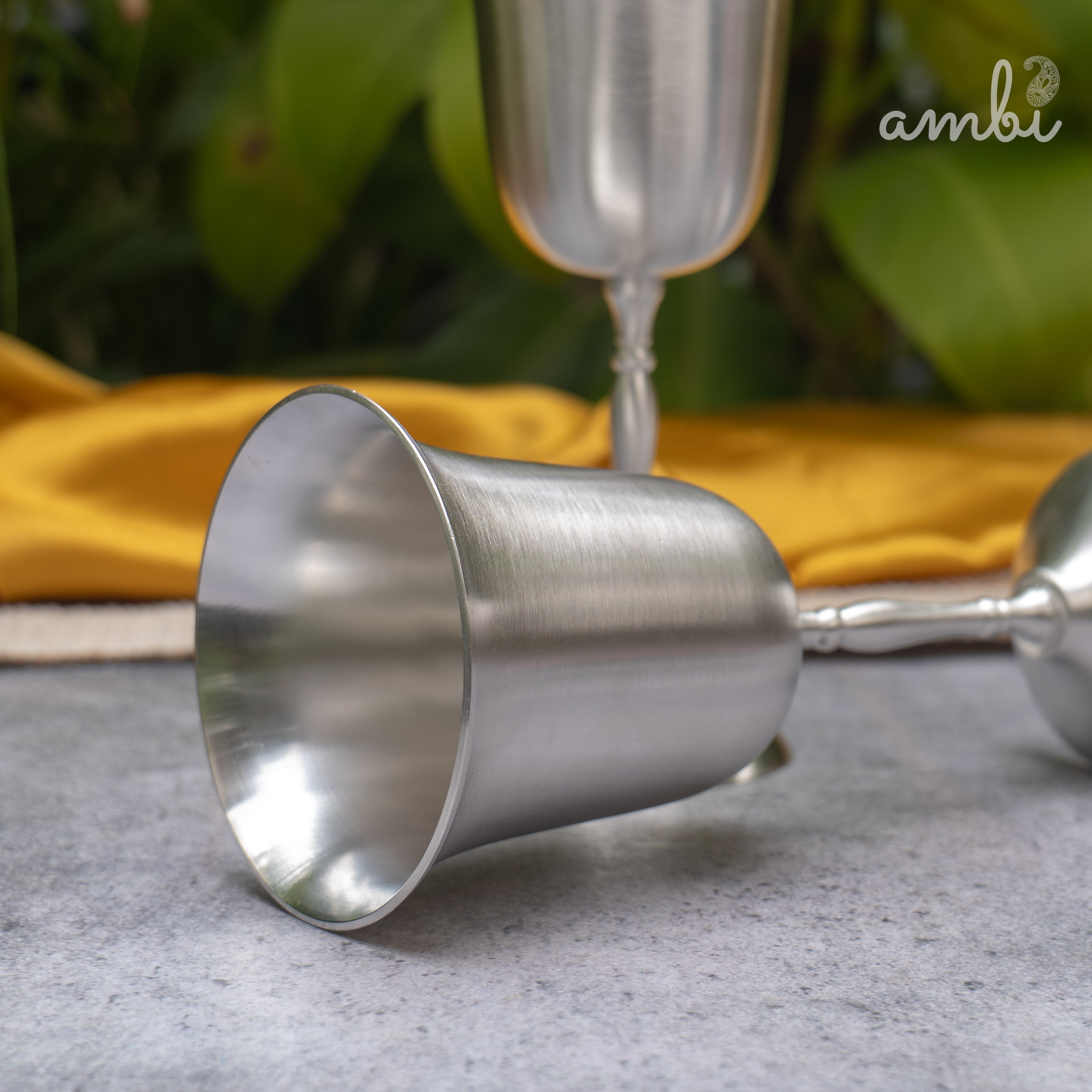 Ambi Pure Silver-Plated Brass Wine Glass – Matte Finish | 225ml