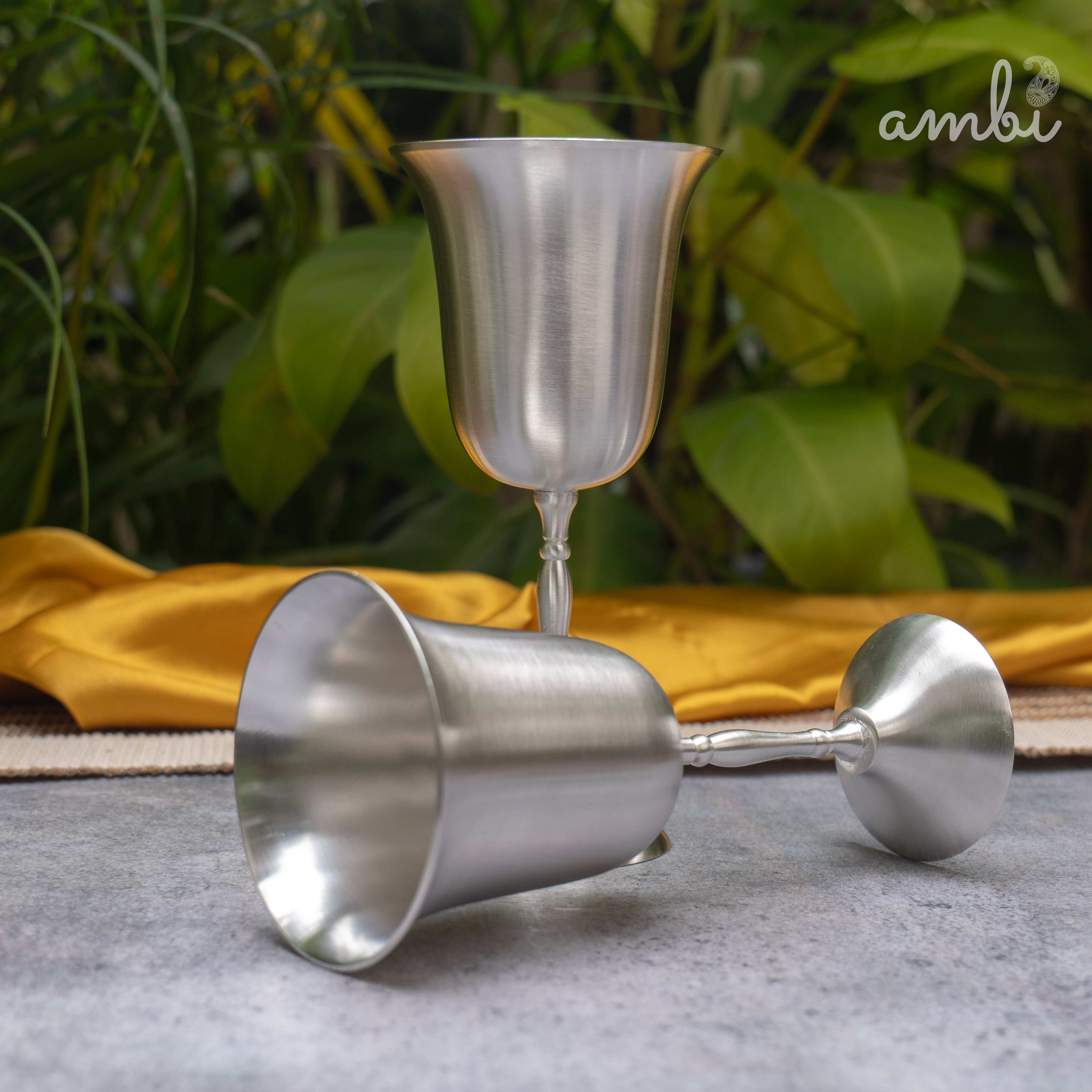 Ambi Pure Silver-Plated Brass Wine Glass – Matte Finish | 225ml