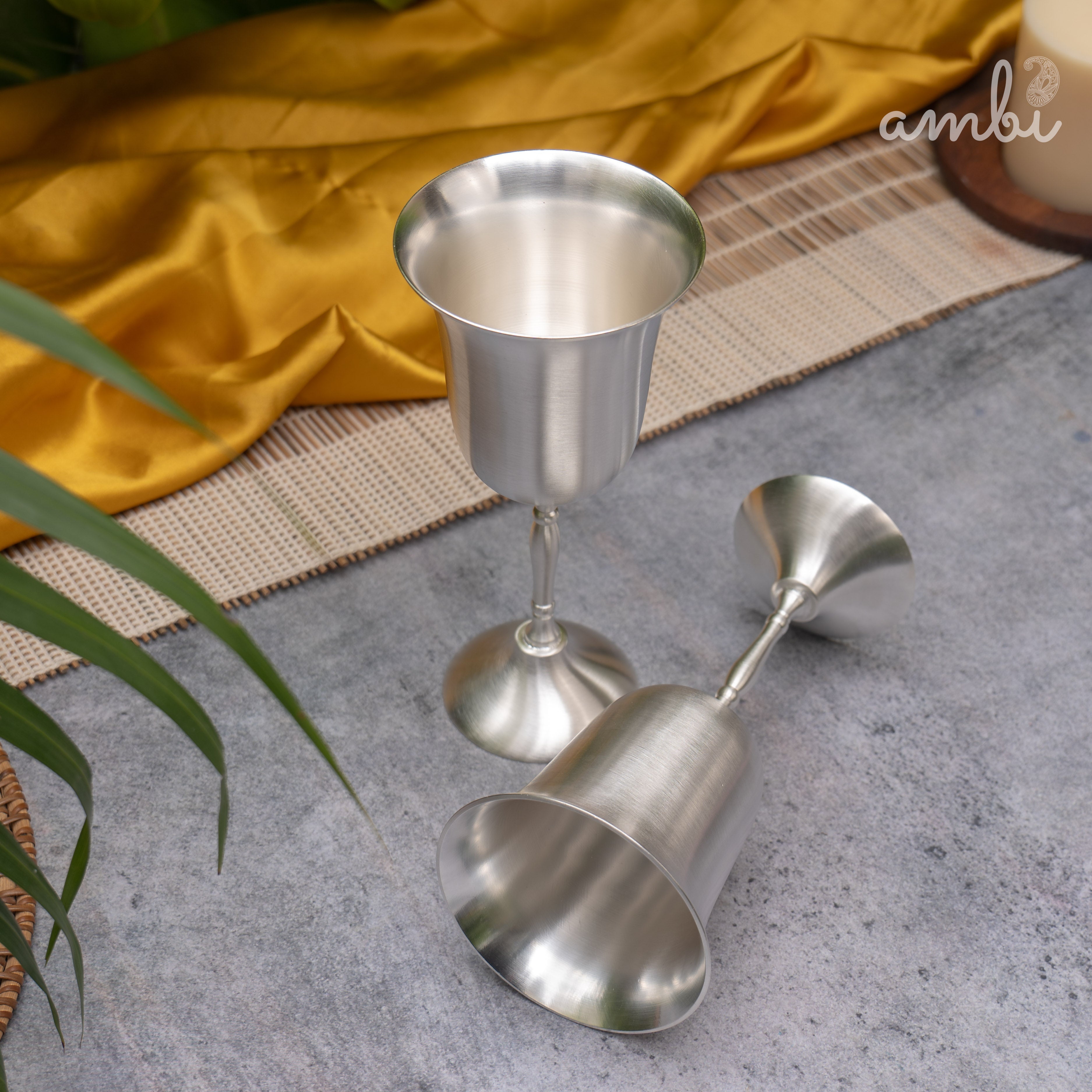 Ambi Pure Silver-Plated Brass Wine Glass – Matte Finish | 225ml