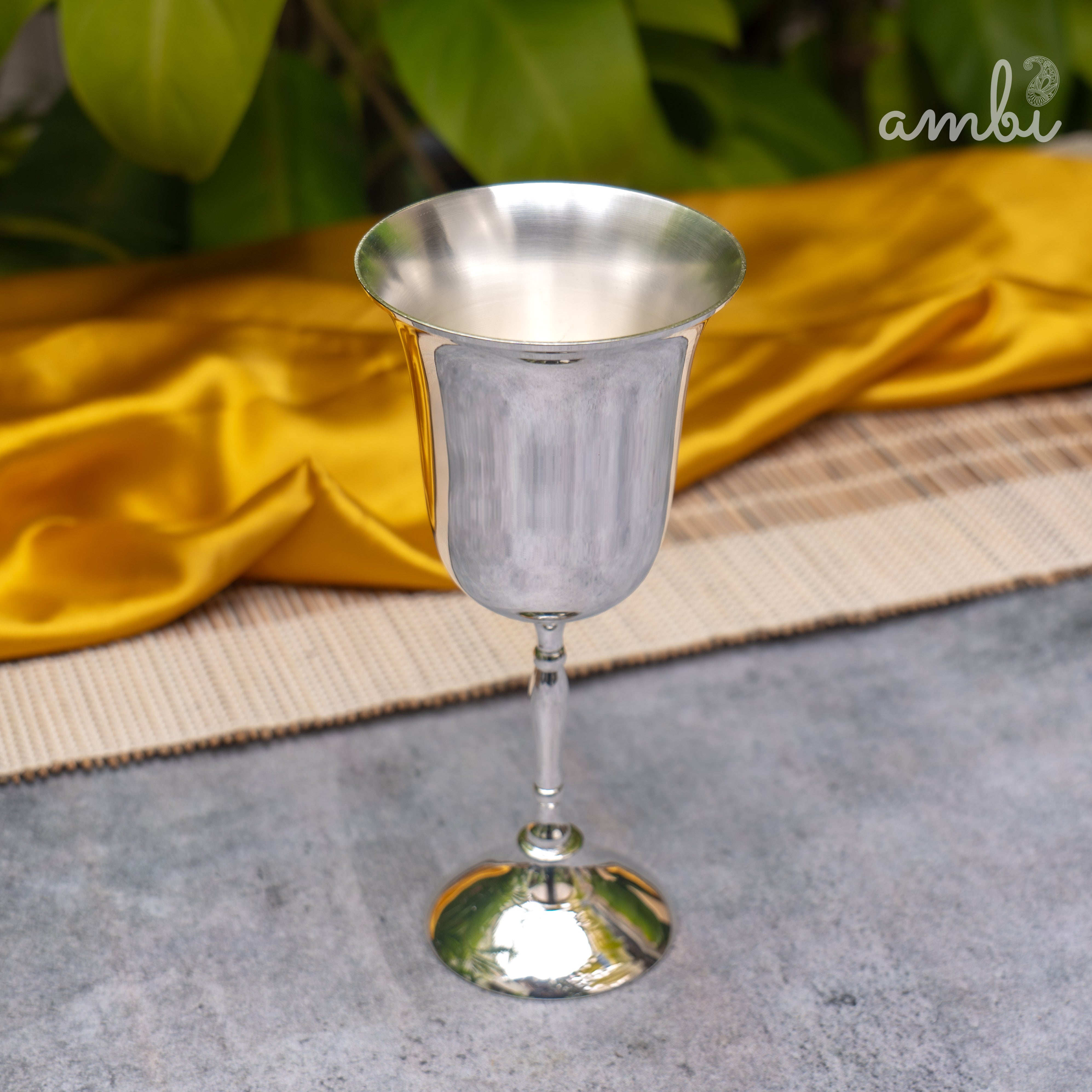 Ambi Pure Silver-Plated Brass Wine Glass – Glossy Finish | 230ml