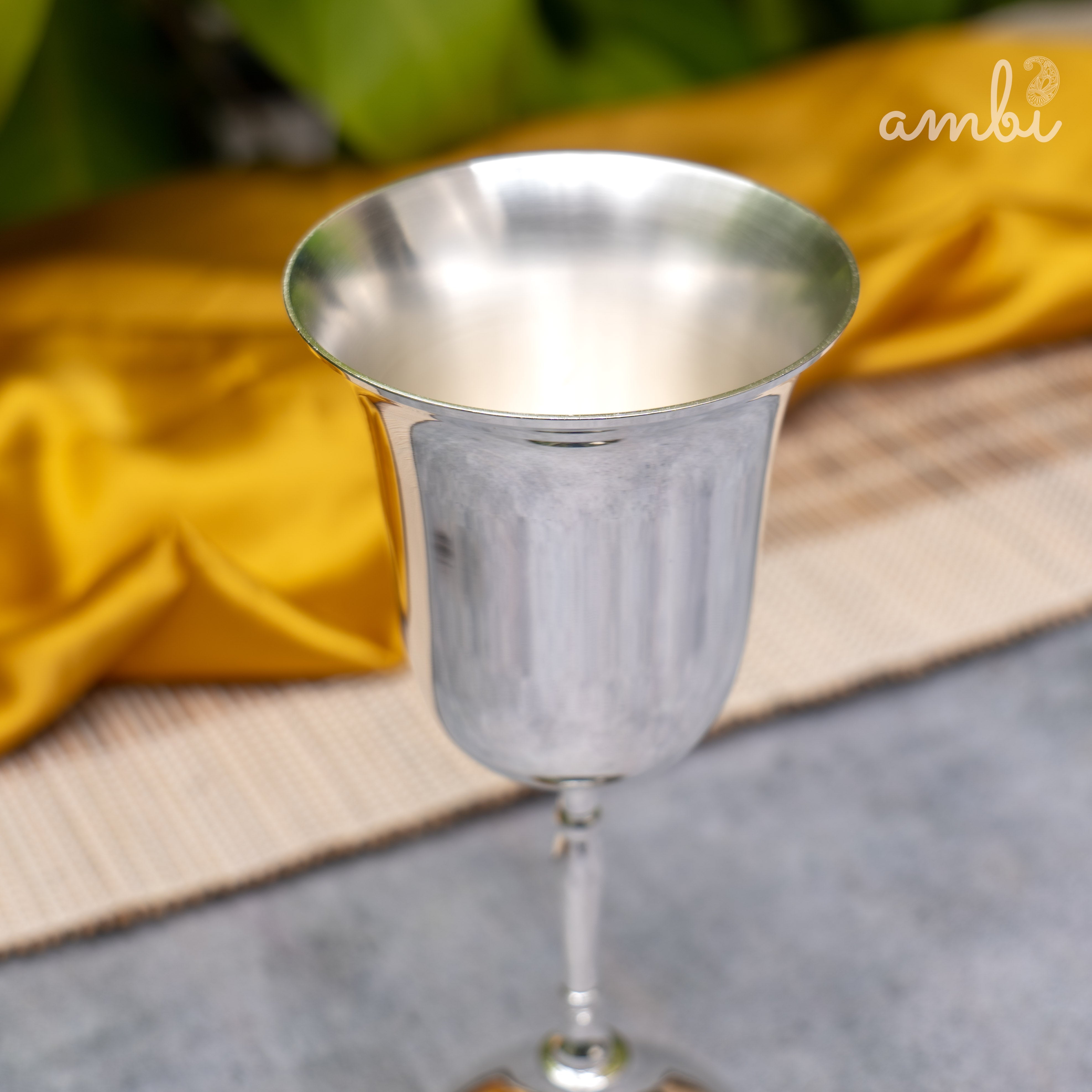 Ambi Pure Silver-Plated Brass Wine Glass – Glossy Finish | 230ml